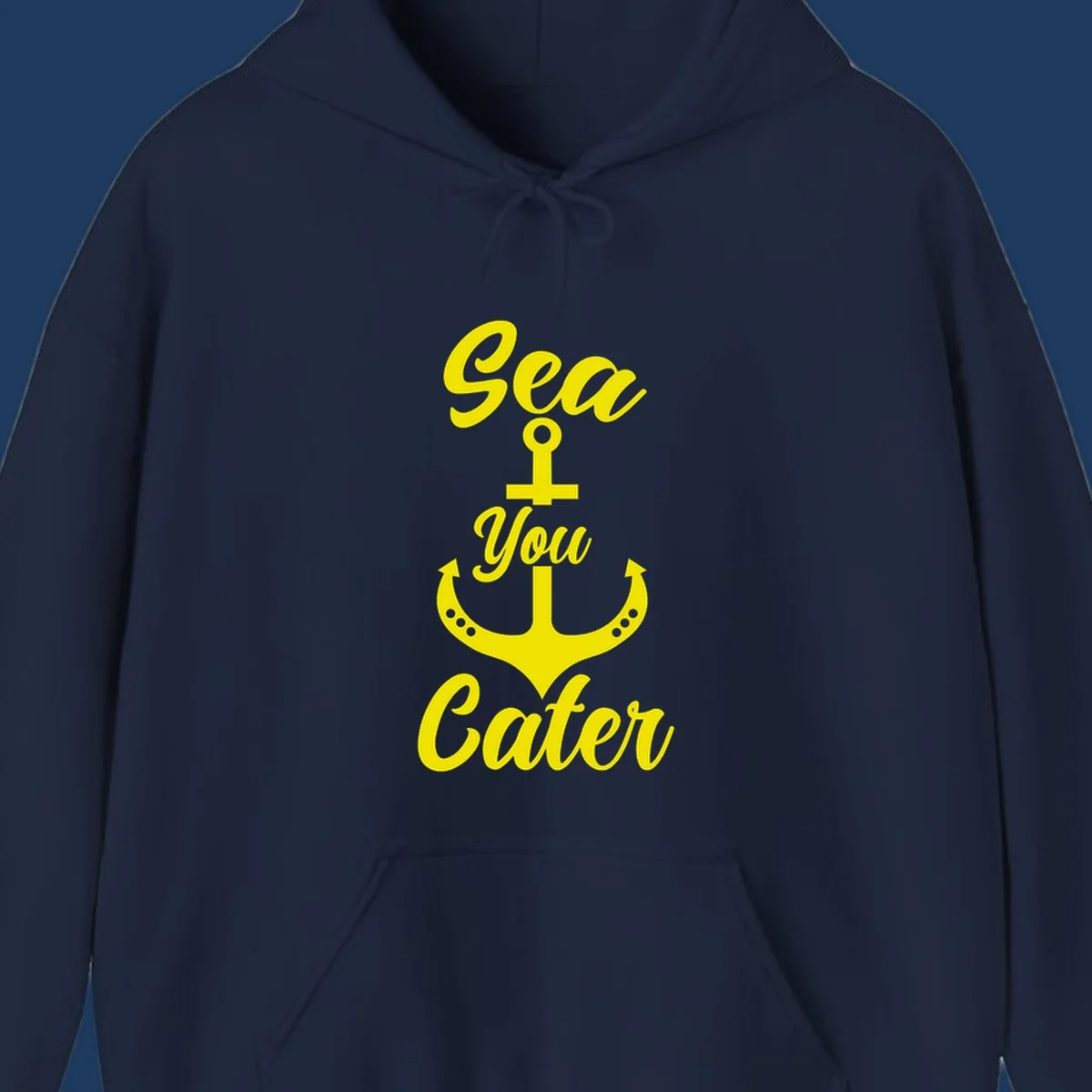 Yellow sea you later anchor design with decorative rivets on gray background