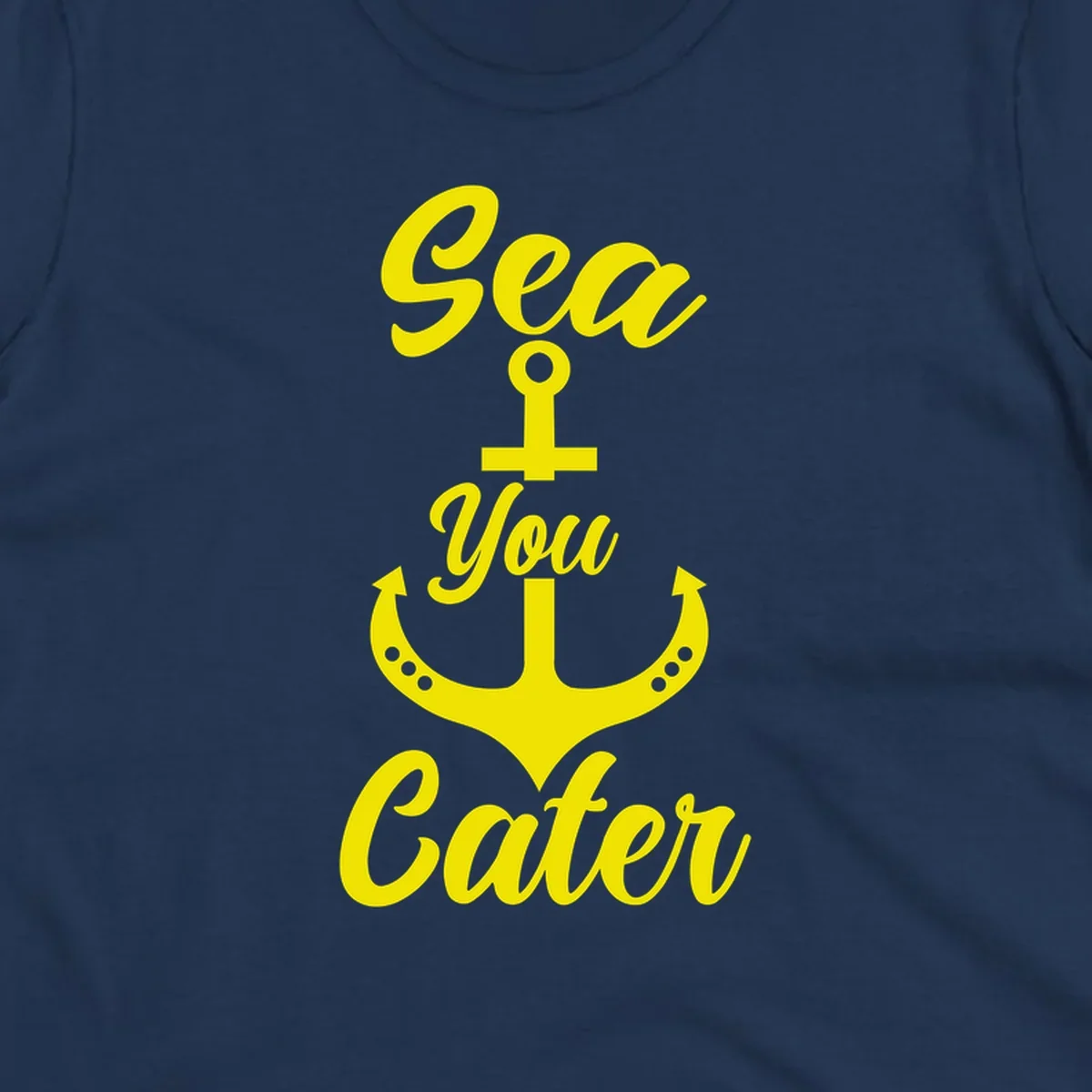 Yellow sea you later anchor design with decorative rivets on gray background
