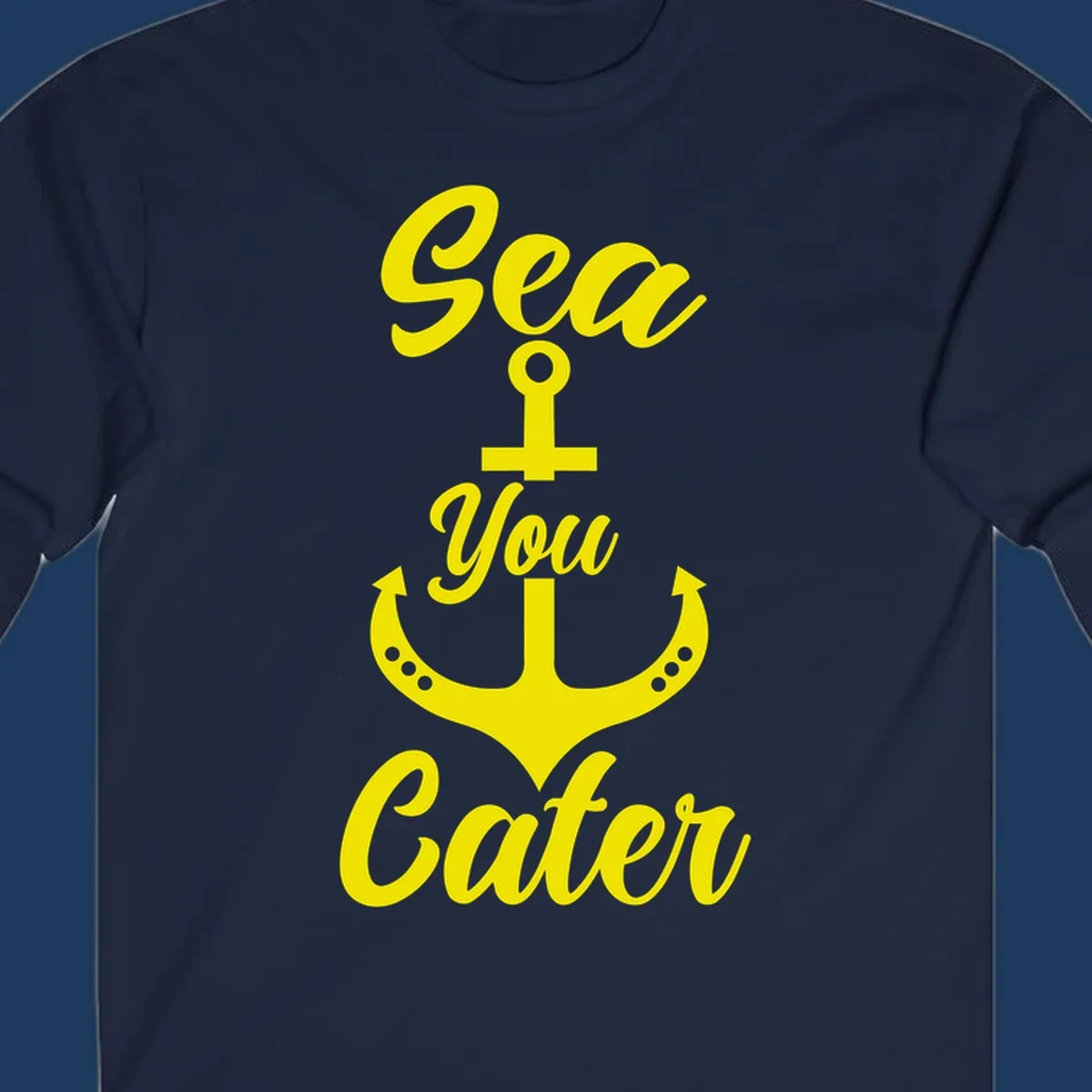 Yellow sea you later anchor design with decorative rivets on gray background