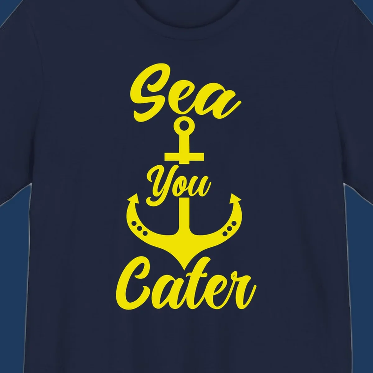 Yellow sea you later anchor design with decorative rivets on gray background