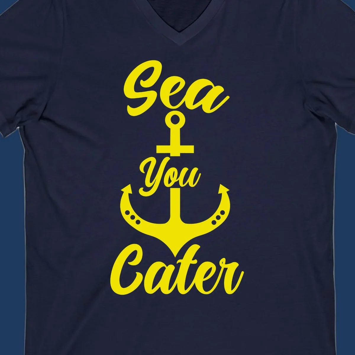 Yellow sea you later anchor design with decorative rivets on gray background