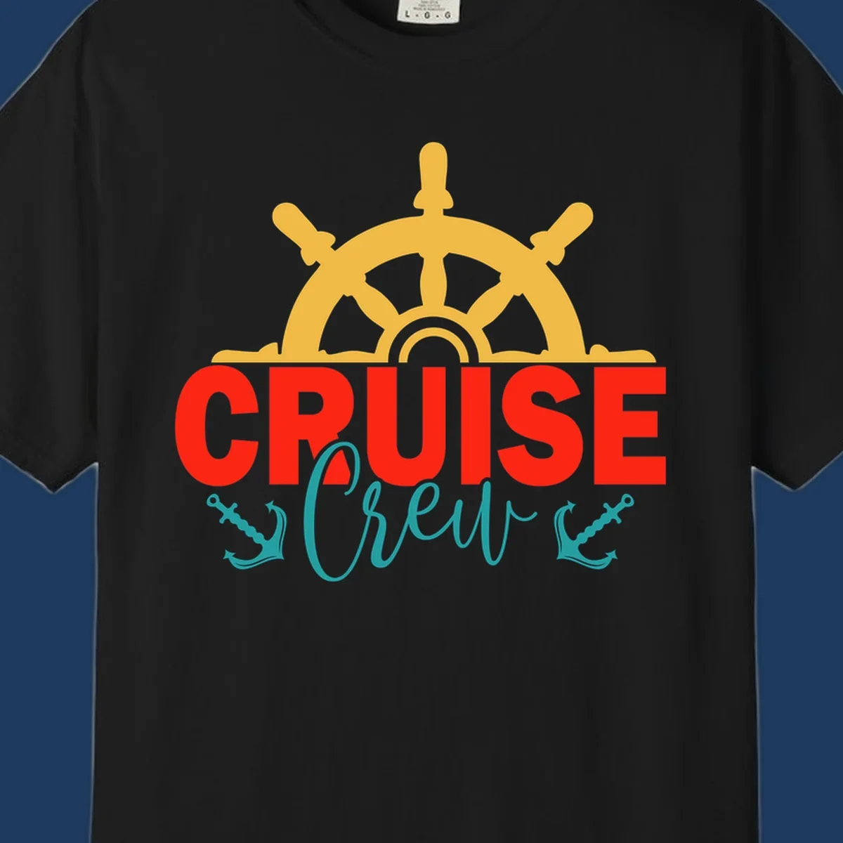 Golden ship's wheel above red 'CRUISE' text with teal 'Shrek' lettering on gray background