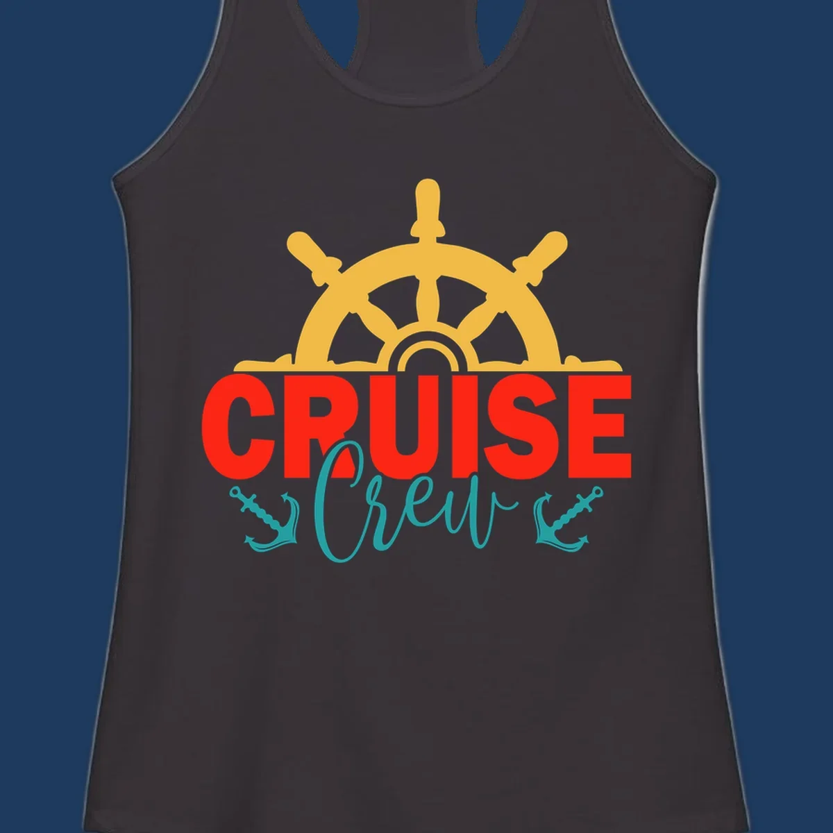Golden ship's wheel above red 'CRUISE' text with teal 'Shrek' lettering on gray background