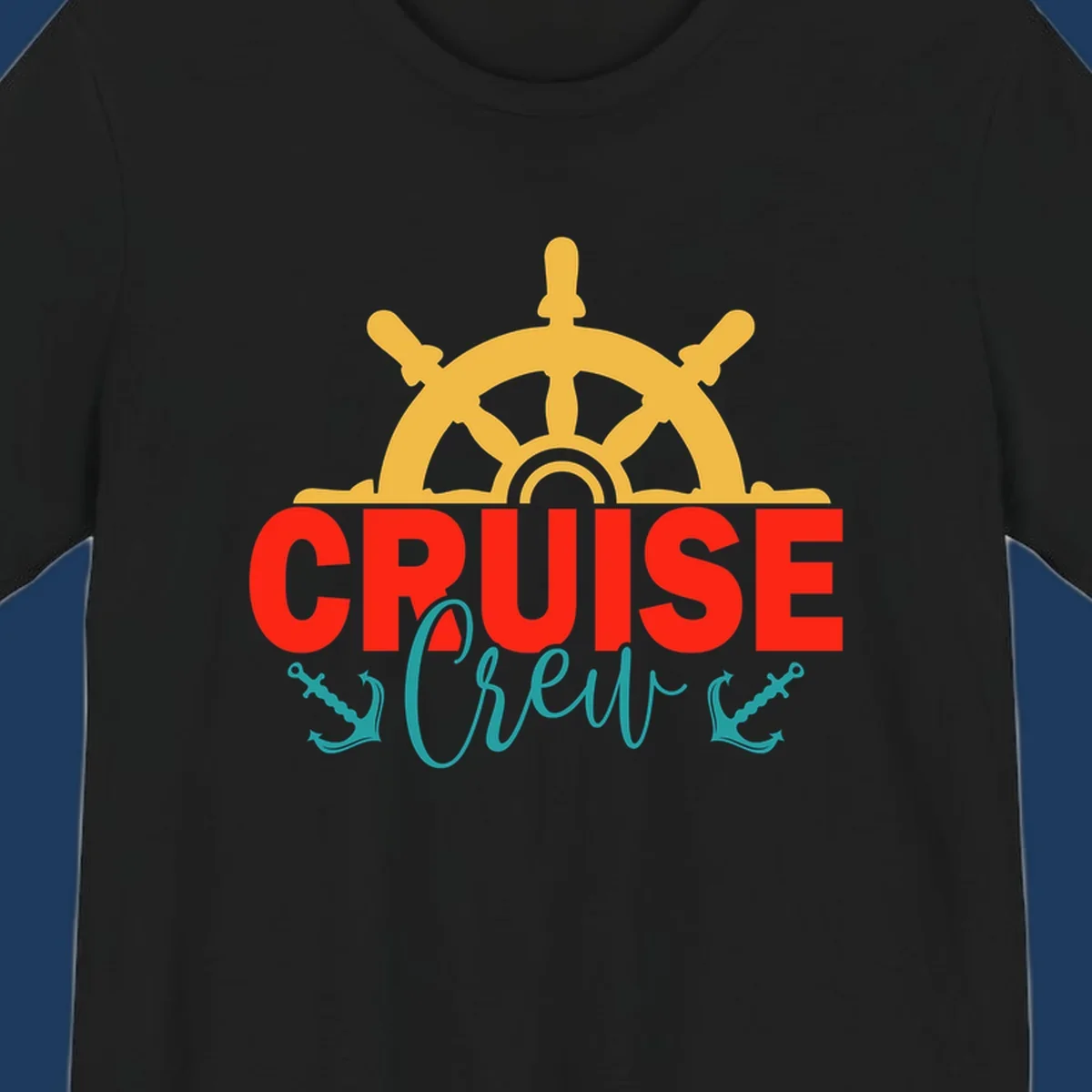 Golden ship's wheel above red 'CRUISE' text with teal 'Shrek' lettering on gray background