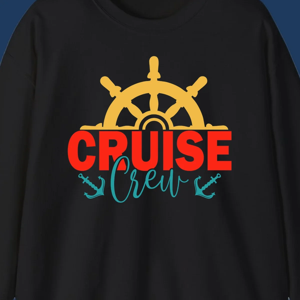 Golden ship's wheel above red 'CRUISE' text with teal 'Shrek' lettering on gray background