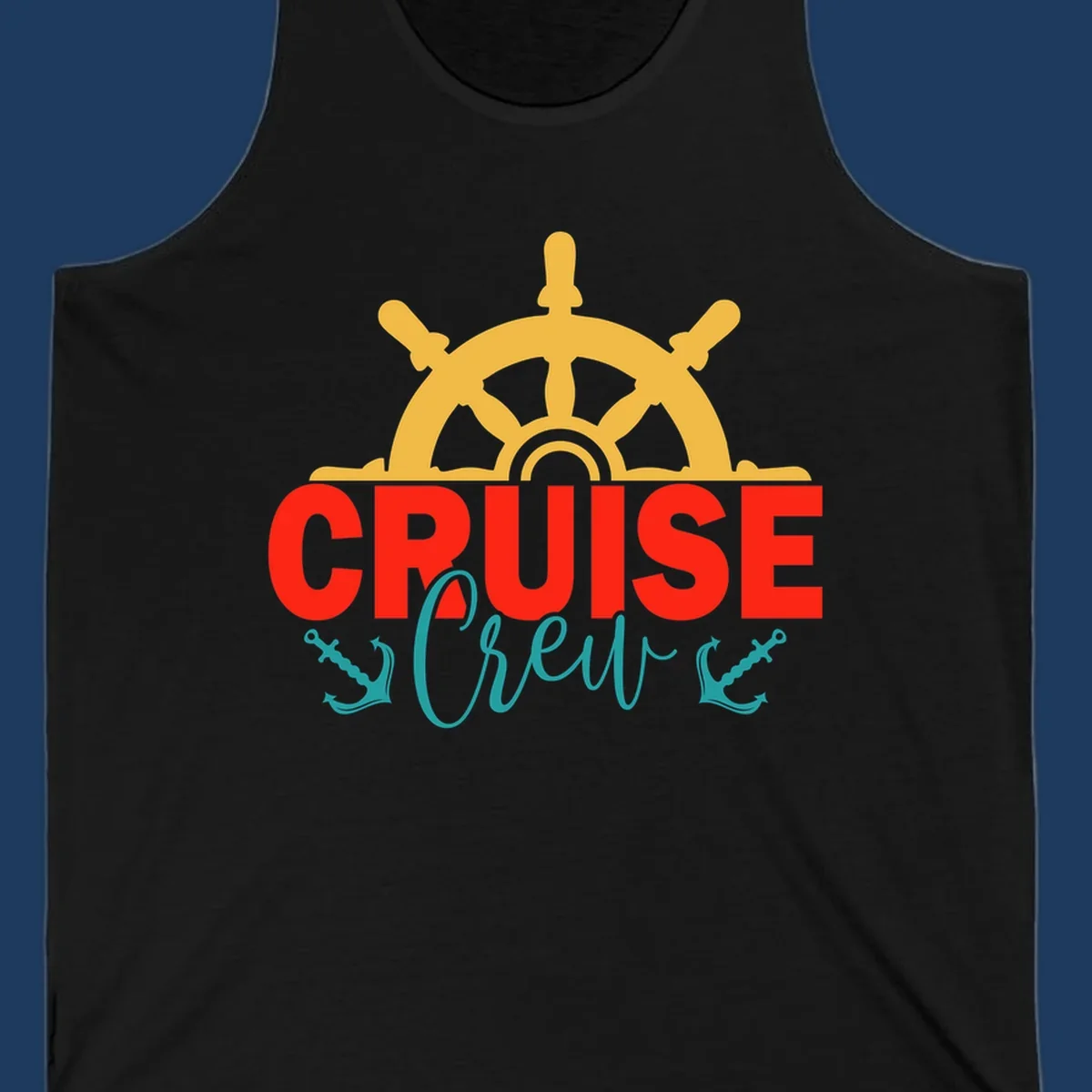 Golden ship's wheel above red 'CRUISE' text with teal 'Shrek' lettering on gray background