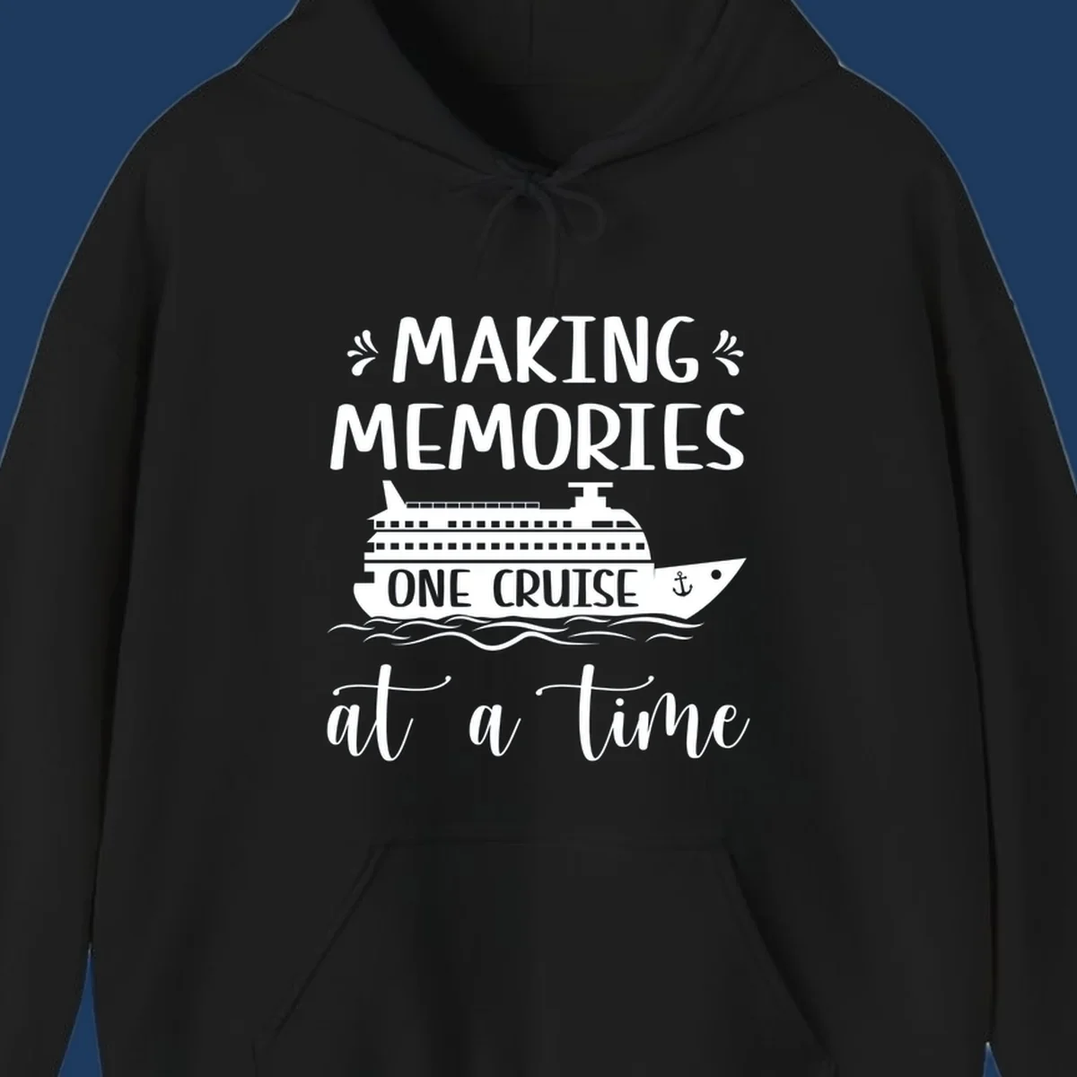 Making memories one cruise design: cruise ship with anchor and ocean waves, nautical text art