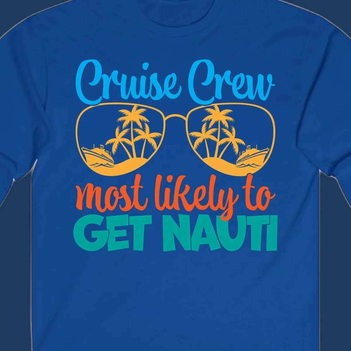 Cruise crew most likely to get nautic design with sunglasses containing palm trees and ships