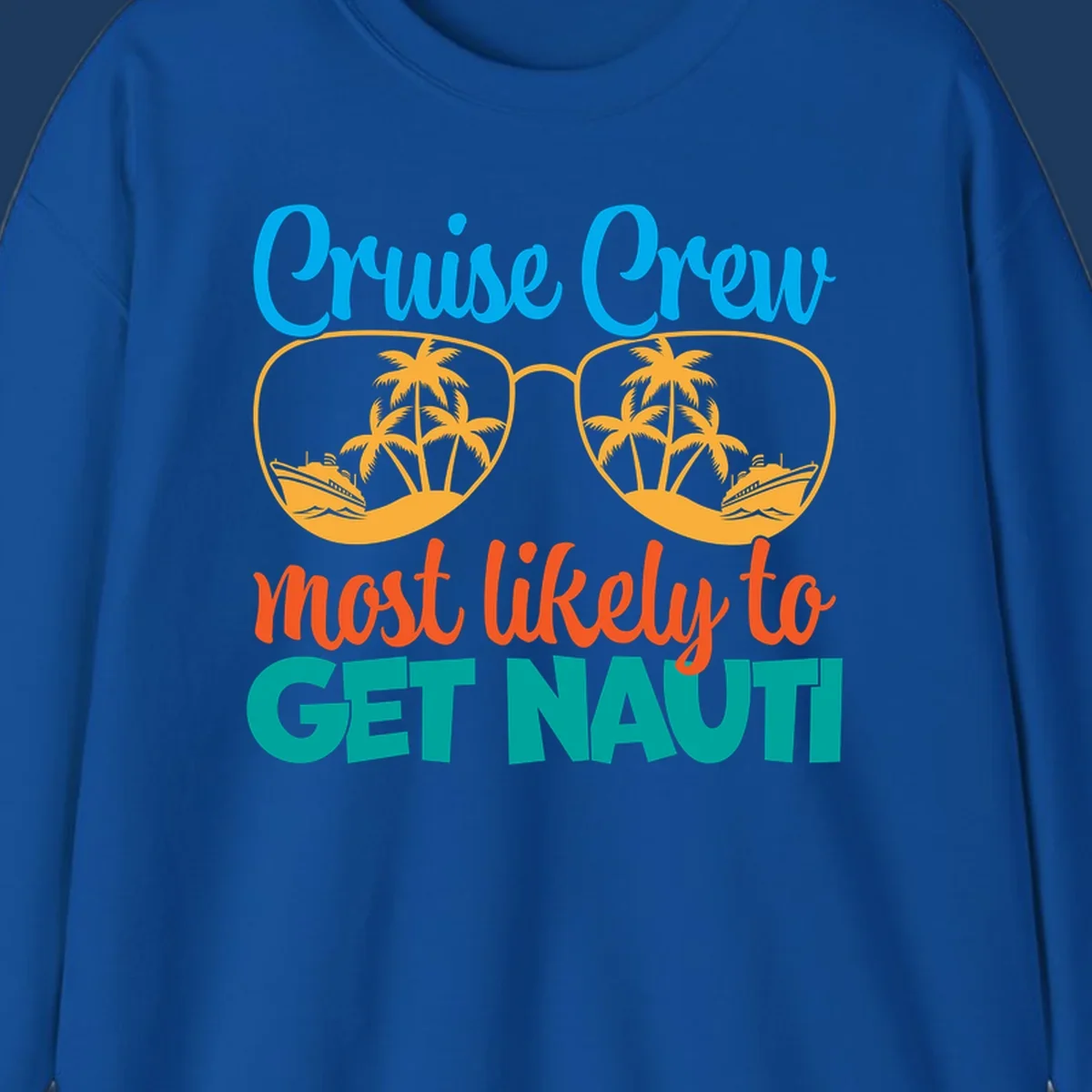 Cruise crew most likely to get nautic design with sunglasses containing palm trees and ships