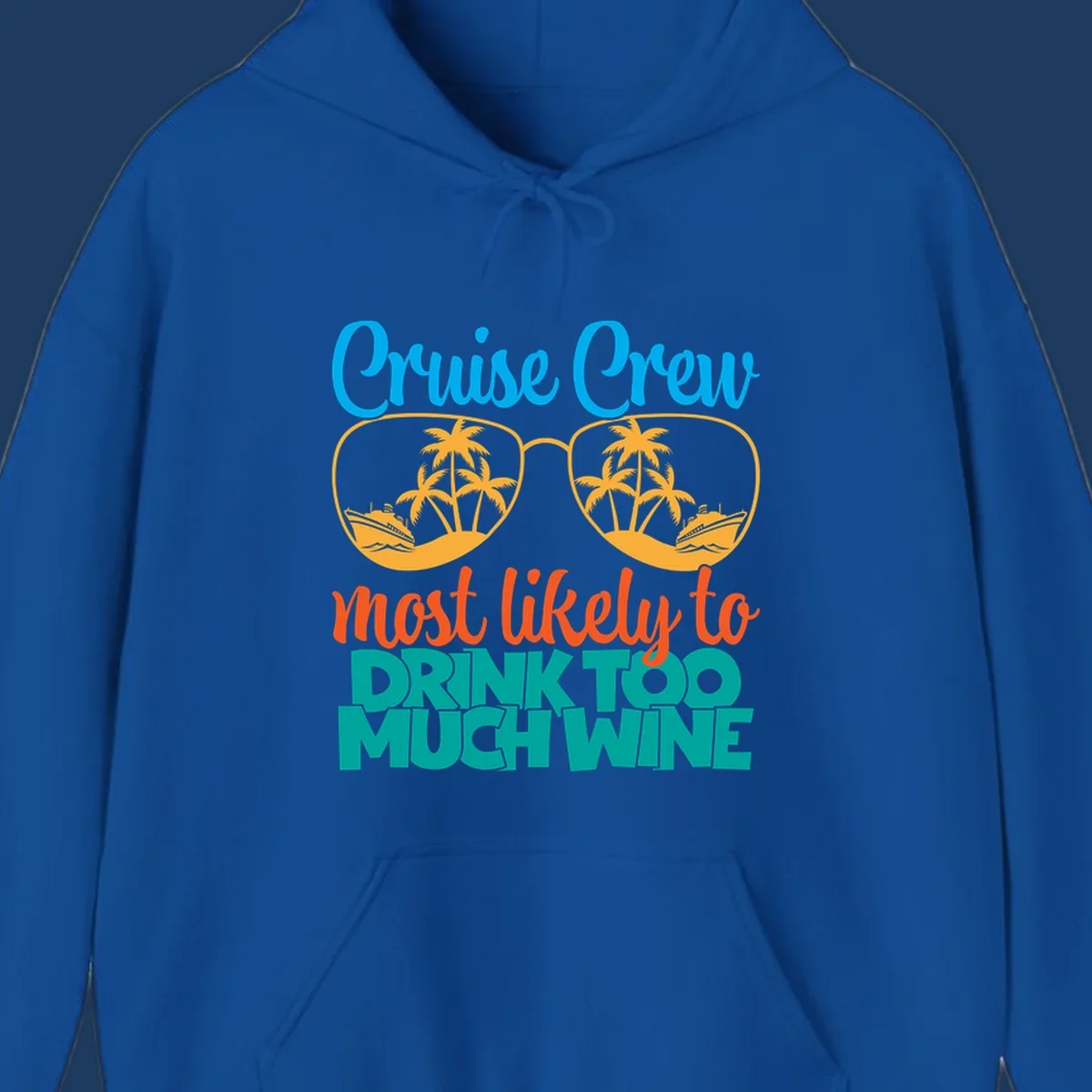 Cruise crew most likely to drink wine design with sunglasses containing palm trees and ships