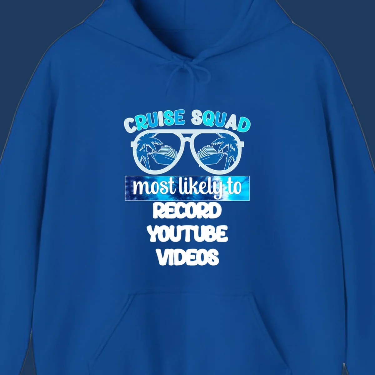 Cruise squad most likely to record YouTube videos design with sunglasses, ships, and palm trees