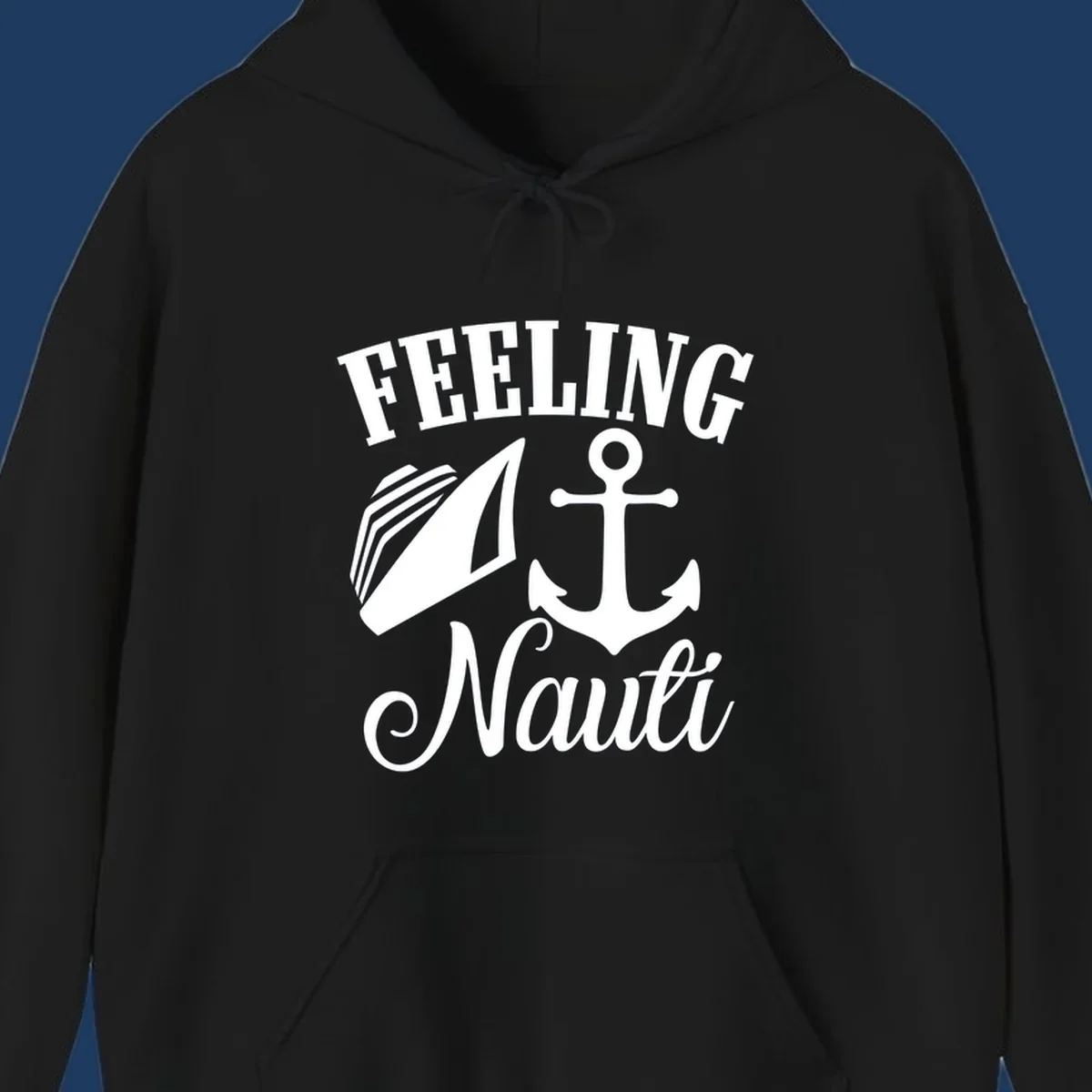 Feeling nauti anchor and sailboat design with white nautical graphics on gray background