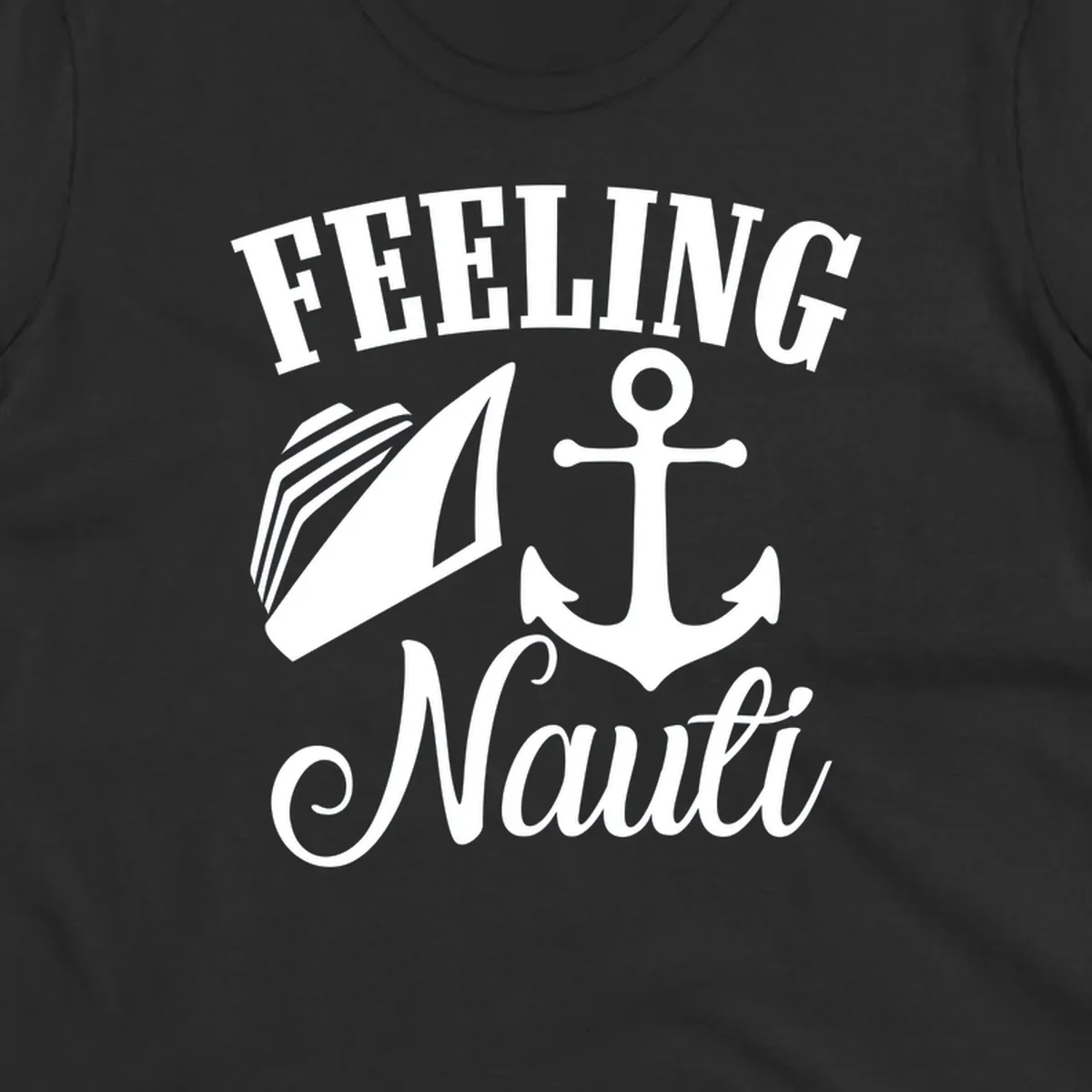 Feeling nauti anchor and sailboat design with white nautical graphics on gray background