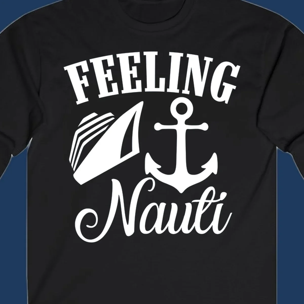 Feeling nauti anchor and sailboat design with white nautical graphics on gray background