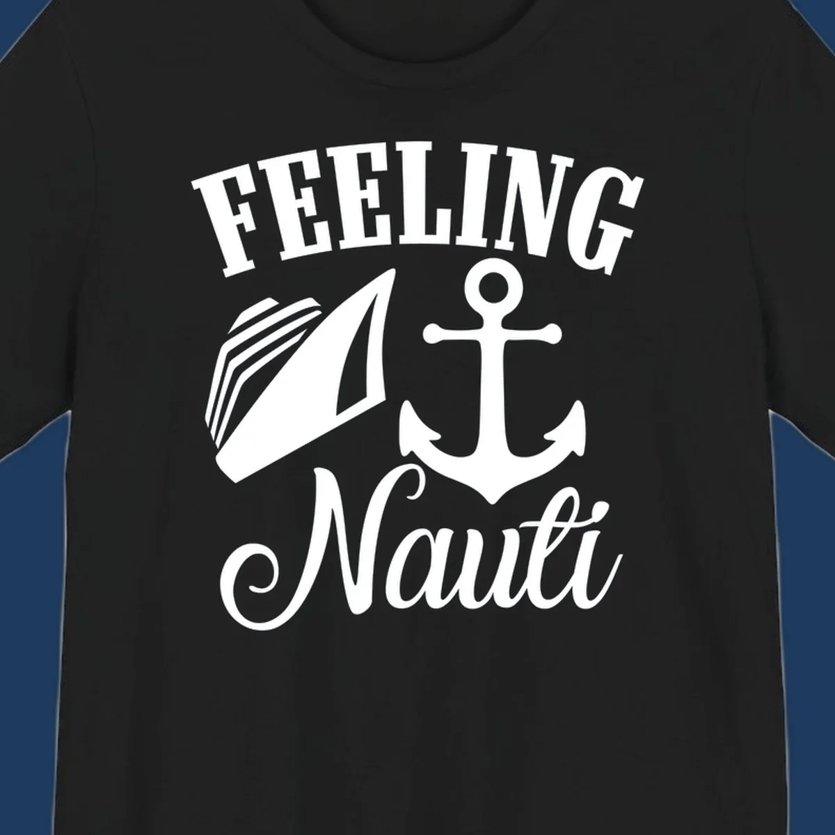 Feeling nauti anchor and sailboat design with white nautical graphics on gray background