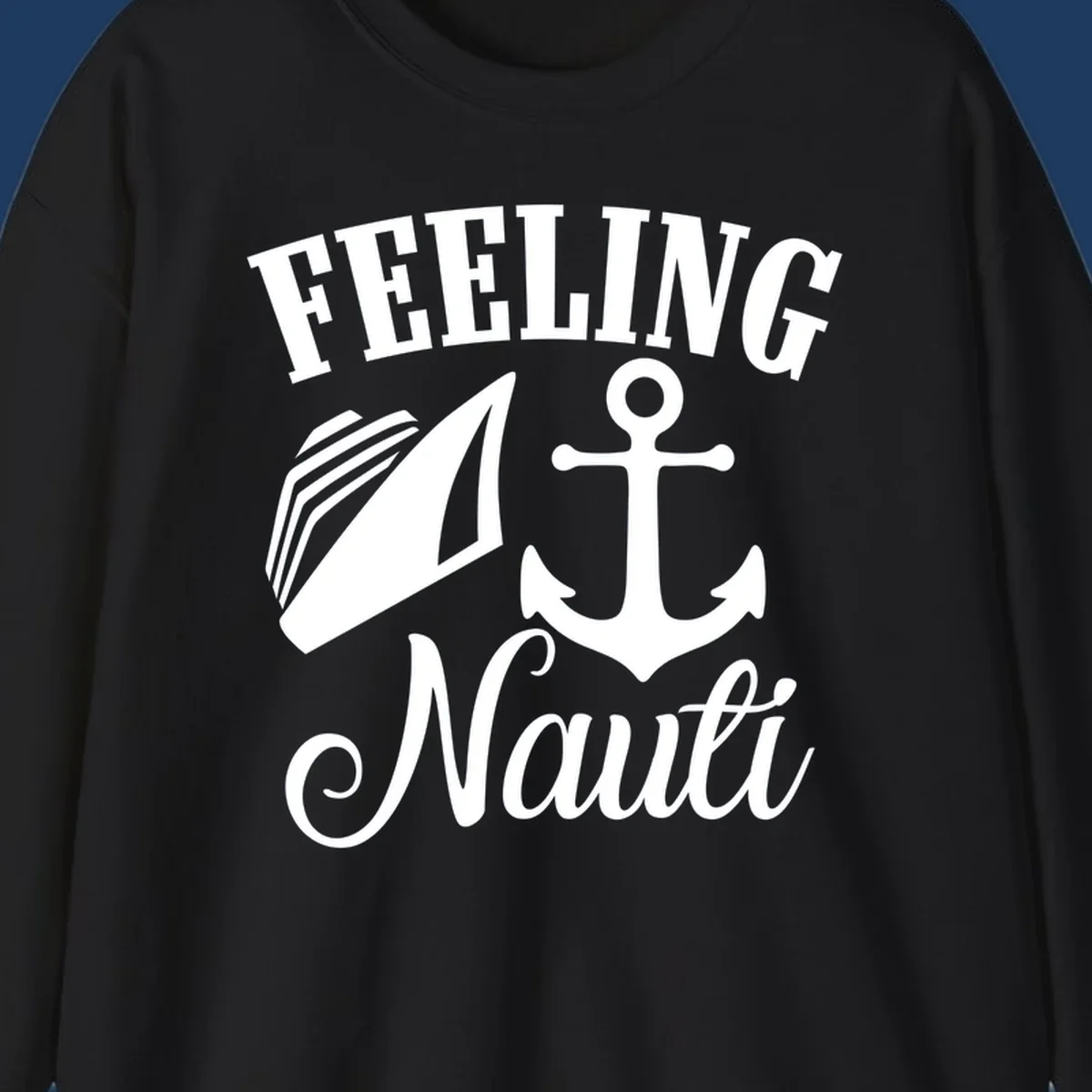 Feeling nauti anchor and sailboat design with white nautical graphics on gray background