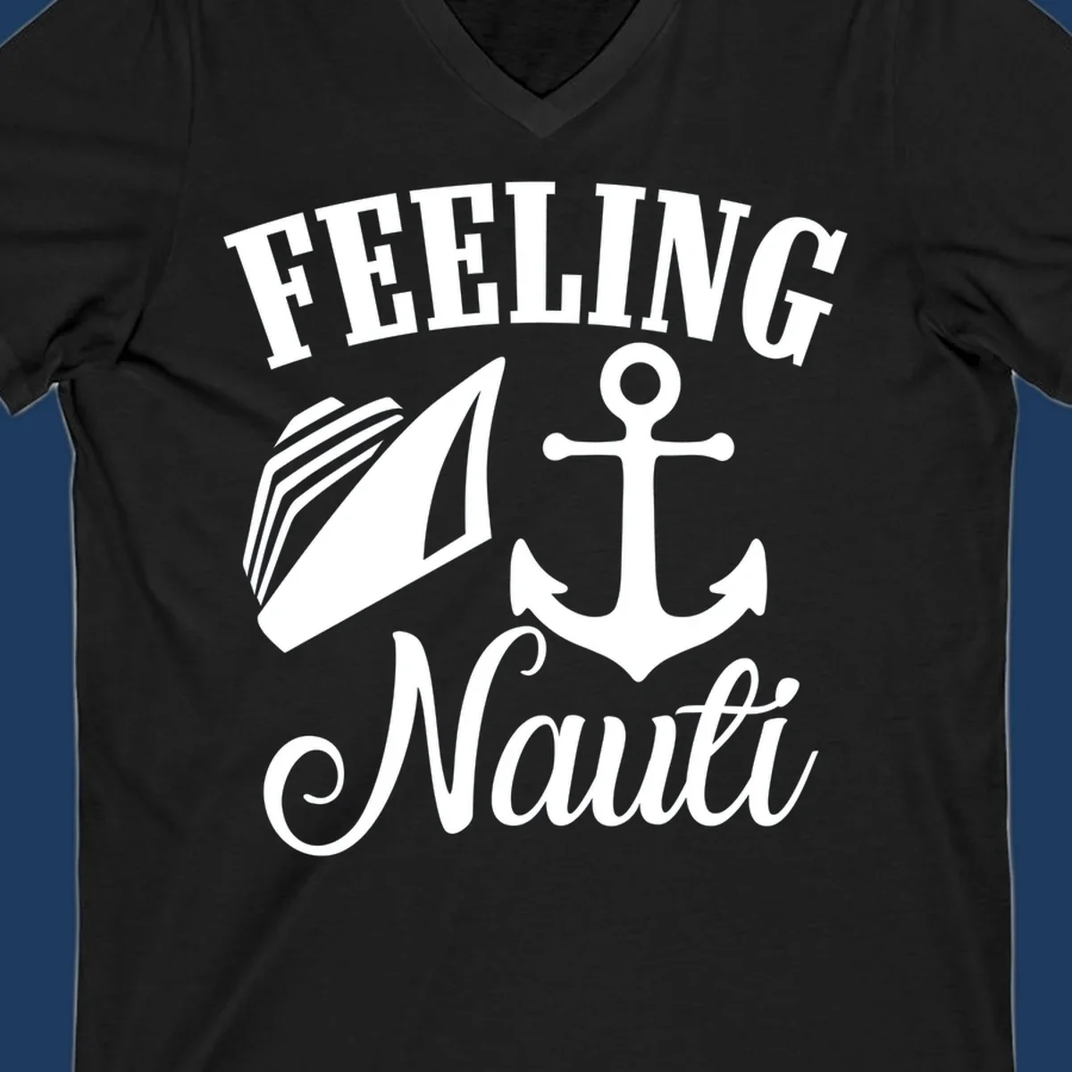 Feeling nauti anchor and sailboat design with white nautical graphics on gray background