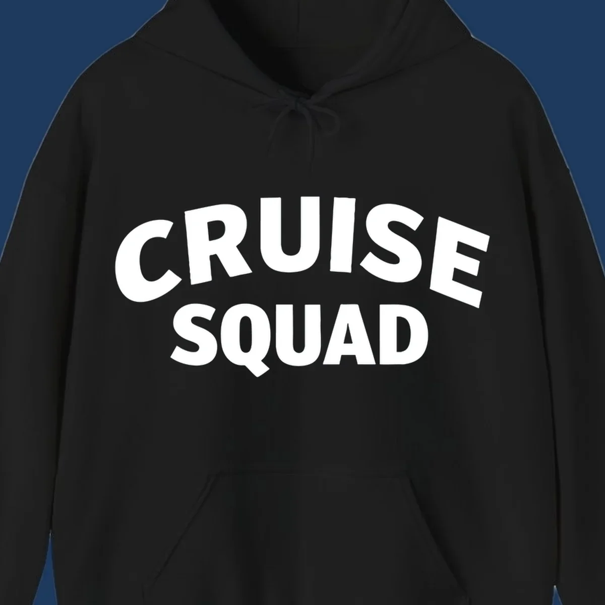 White bold text reading 'CRUISE SQUAD' on gray background, cruise squad group vacation design