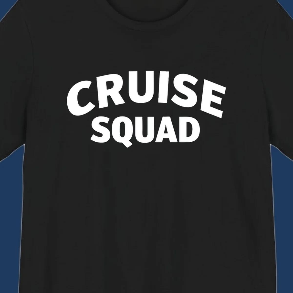 White bold text reading 'CRUISE SQUAD' on gray background, cruise squad group vacation design