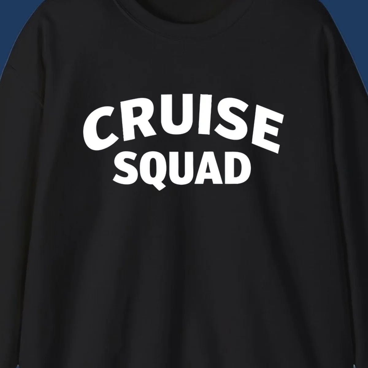 White bold text reading 'CRUISE SQUAD' on gray background, cruise squad group vacation design
