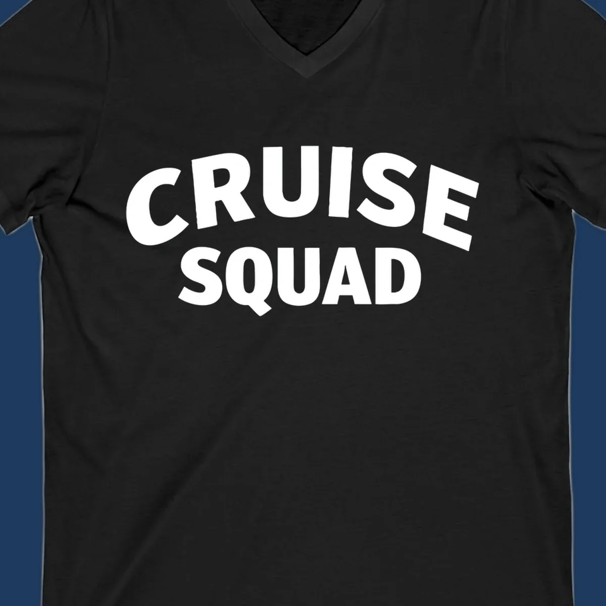 White bold text reading 'CRUISE SQUAD' on gray background, cruise squad group vacation design