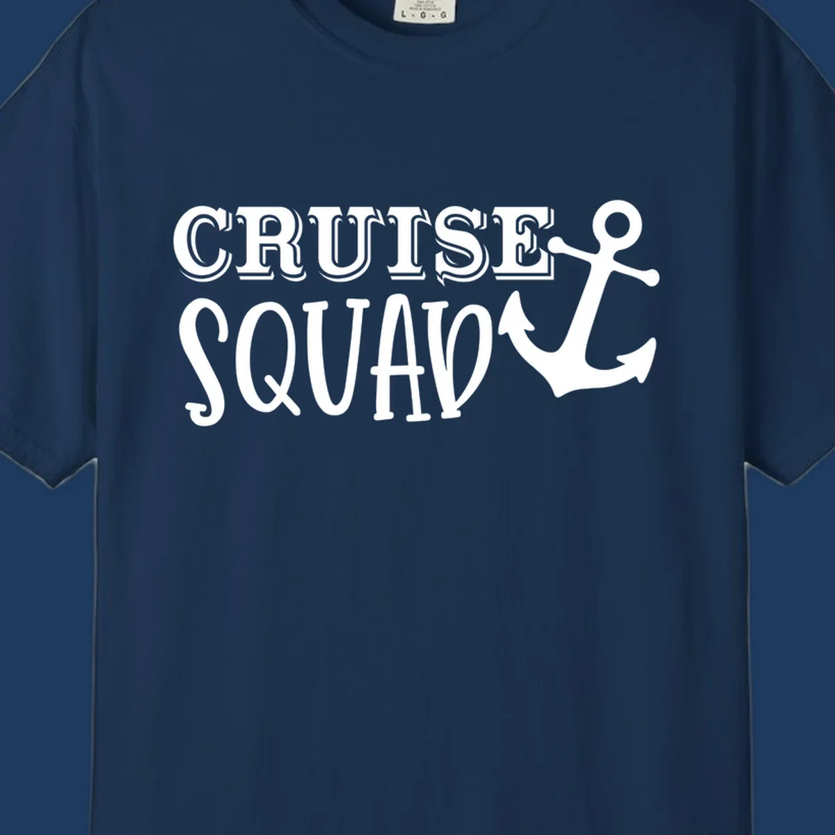 White text reading 'CRUISE'S SQUAD' with anchor symbol on gray background, nautical crew design