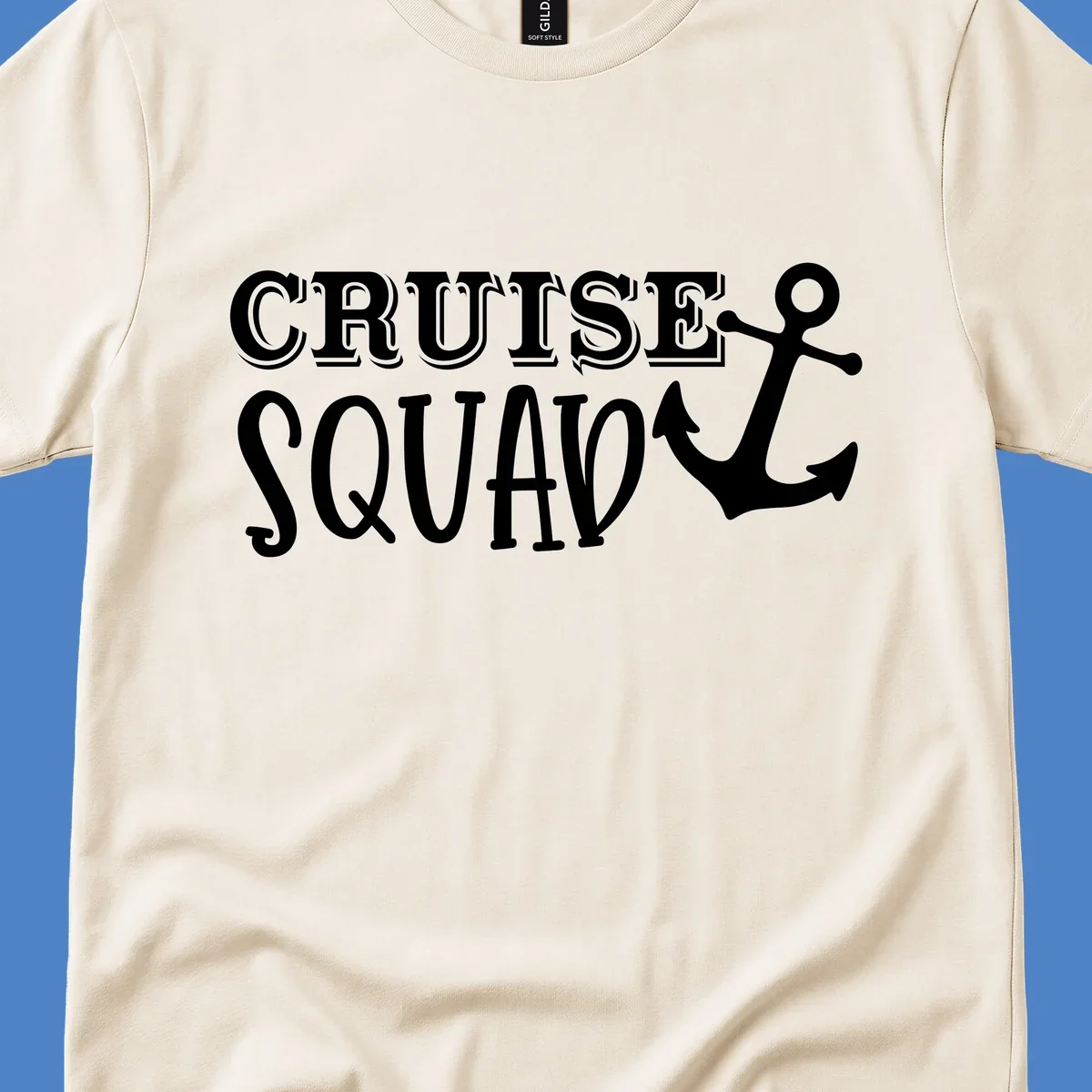 White text reading 'CRUISE'S SQUAD' with anchor symbol on gray background, nautical crew design