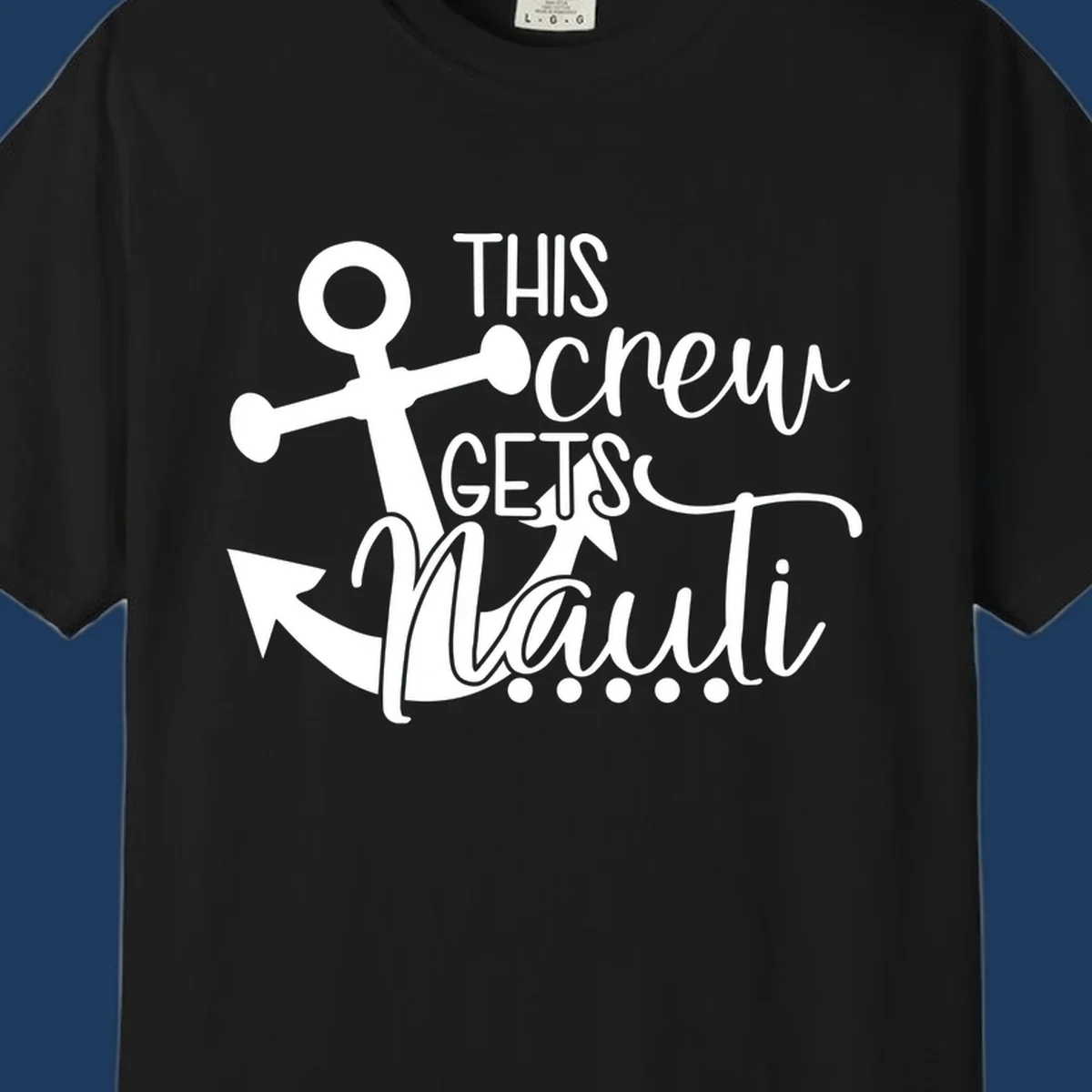 White anchor with 'This Crew Gets Lit' text in bold and script lettering on gray background