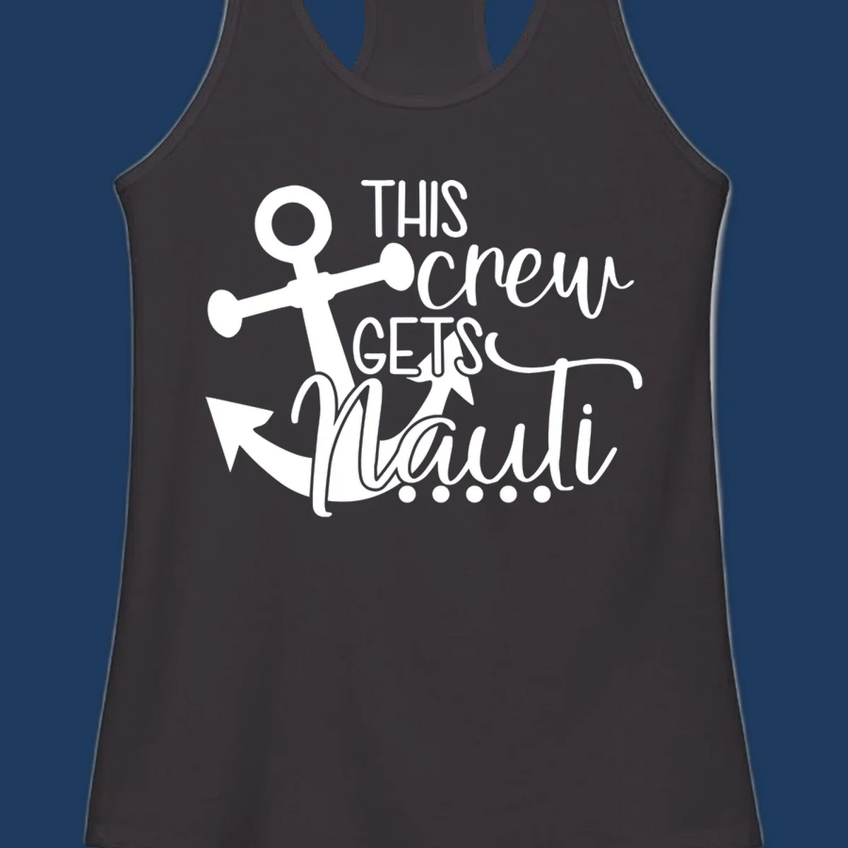 White anchor with 'This Crew Gets Lit' text in bold and script lettering on gray background