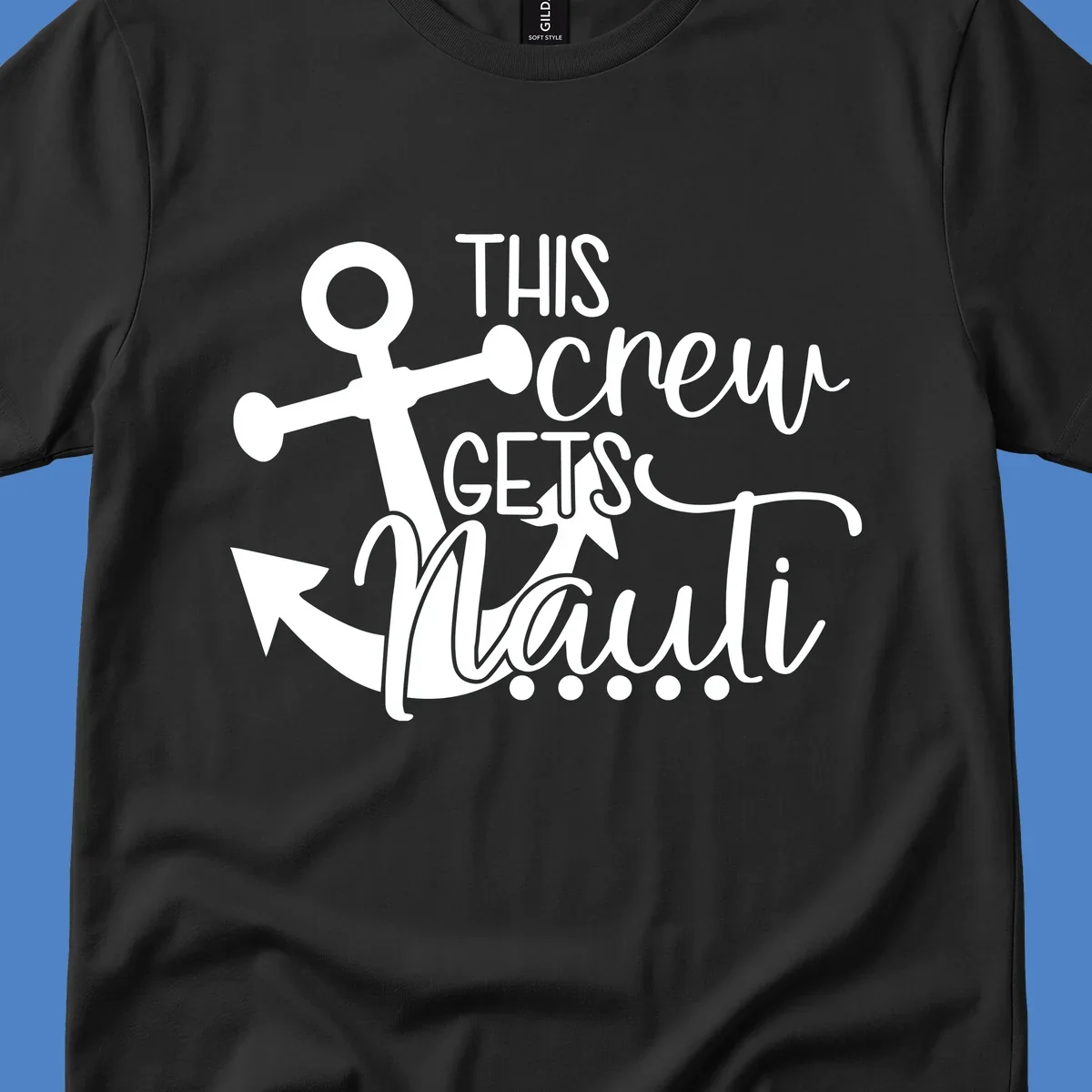 White anchor with 'This Crew Gets Lit' text in bold and script lettering on gray background