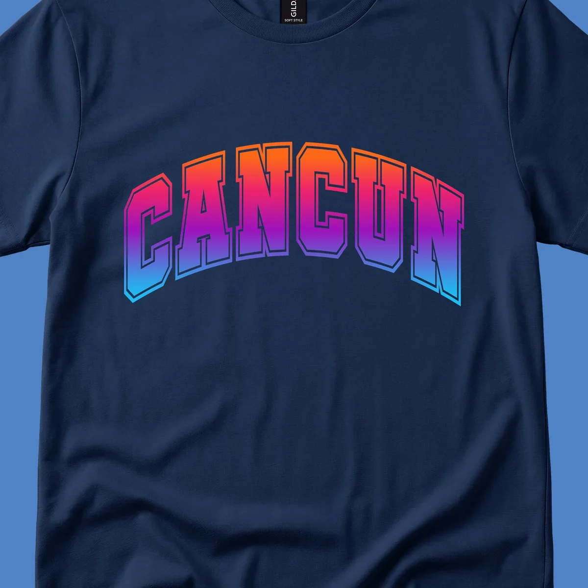 Neon arcade-style 'CRUISE' text with vibrant gradient from orange to cyan blue, 3D perspective lettering effect