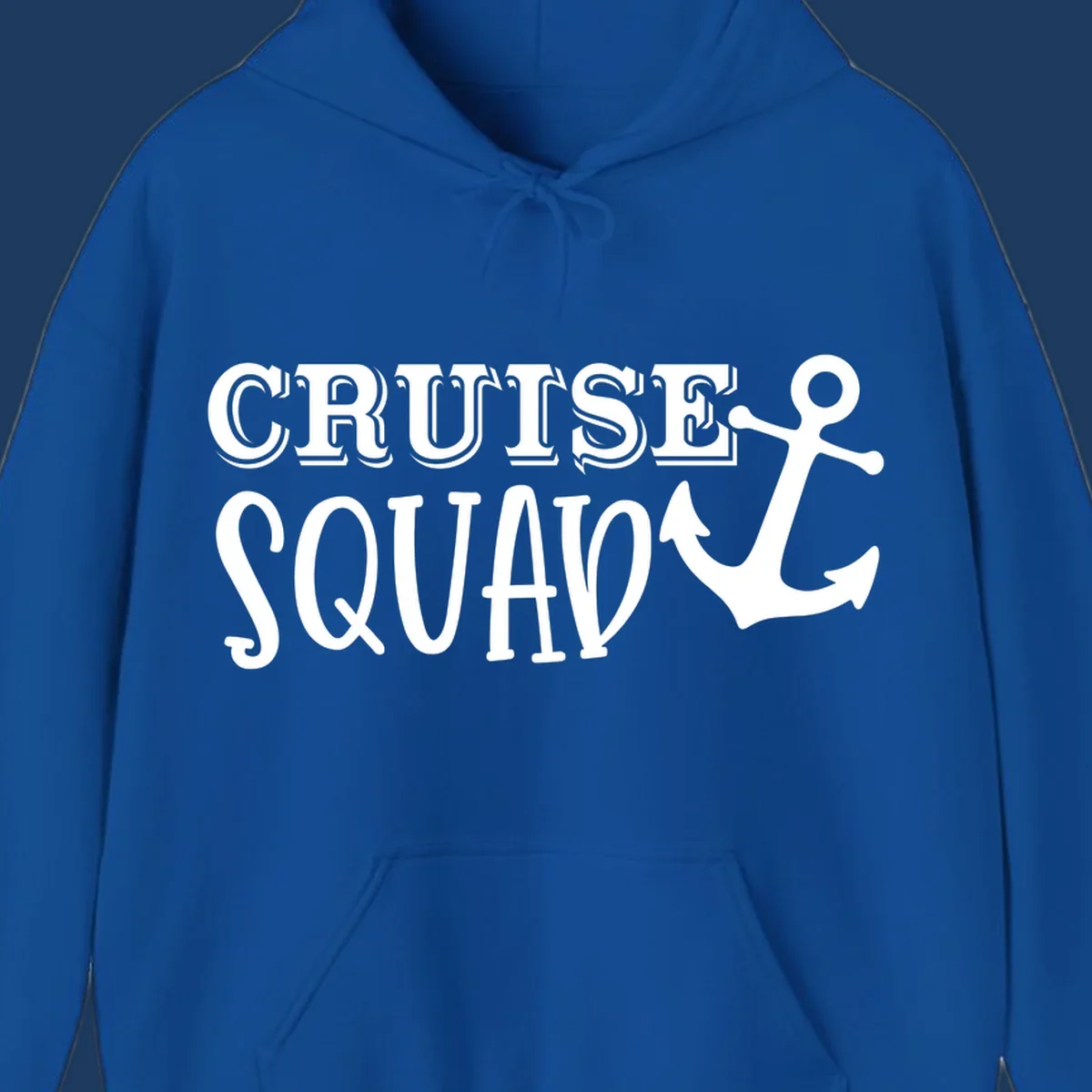 White outlined text reading 'CRUISE SQUAD' with a large anchor symbol on gray background