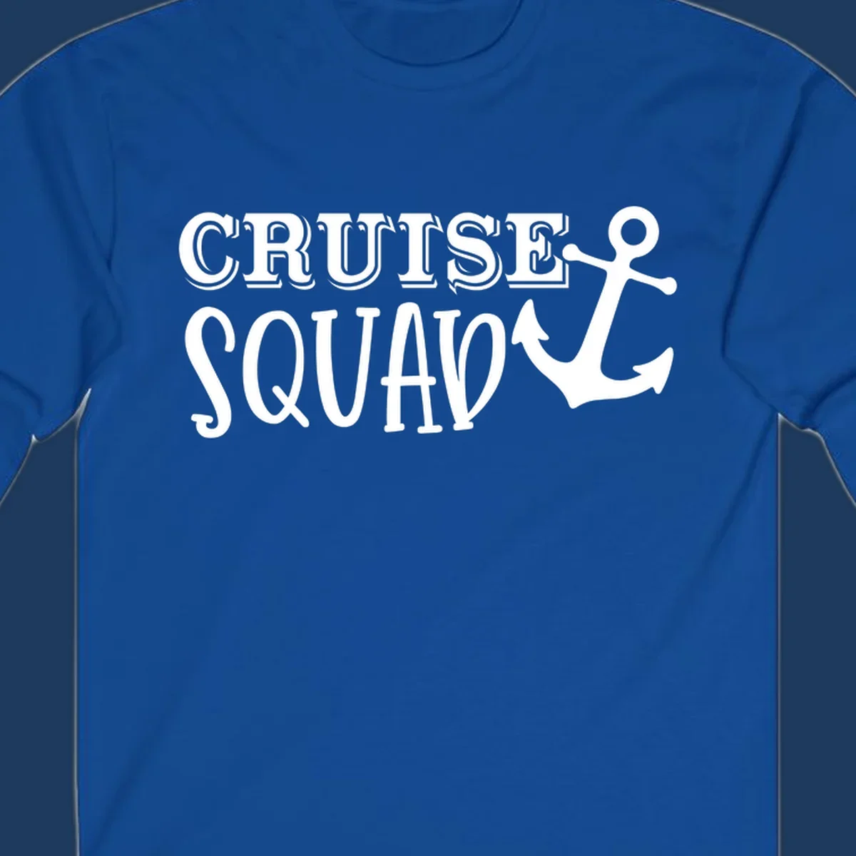 White outlined text reading 'CRUISE SQUAD' with a large anchor symbol on gray background