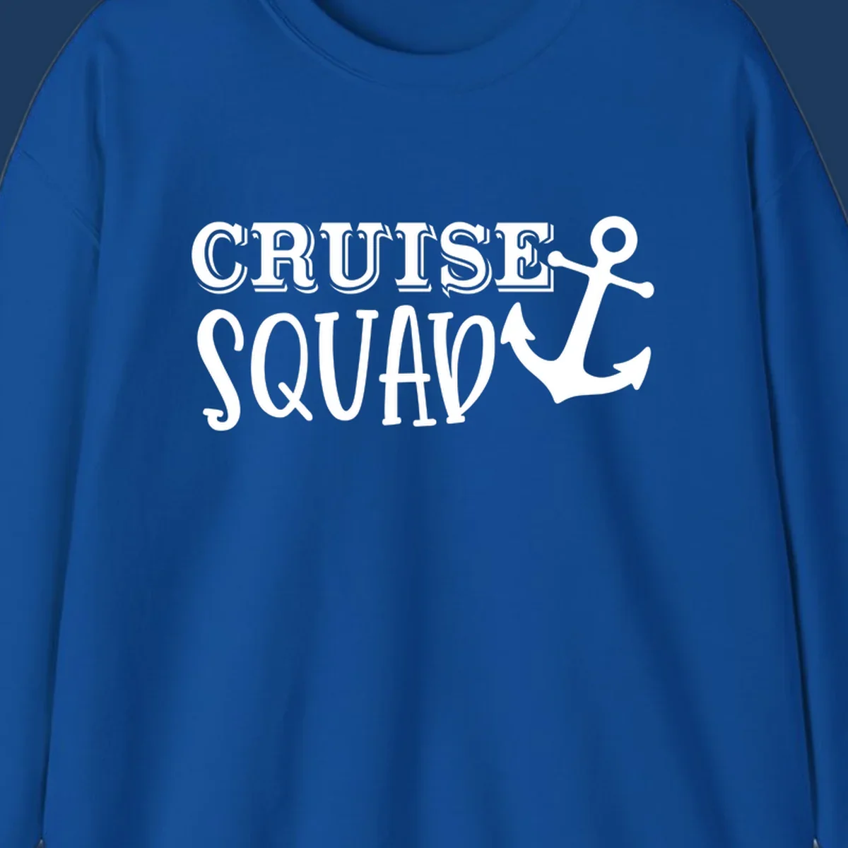 White outlined text reading 'CRUISE SQUAD' with a large anchor symbol on gray background