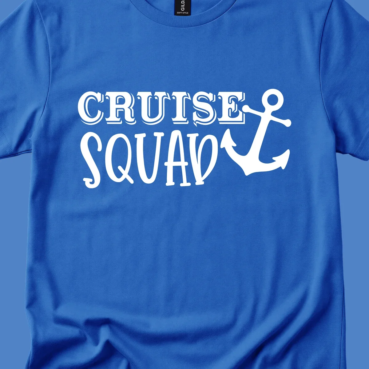 White outlined text reading 'CRUISE SQUAD' with a large anchor symbol on gray background