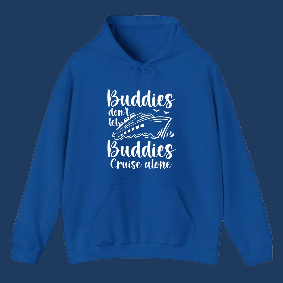 Buddies cruise together design with cruise ship and ocean waves graphic