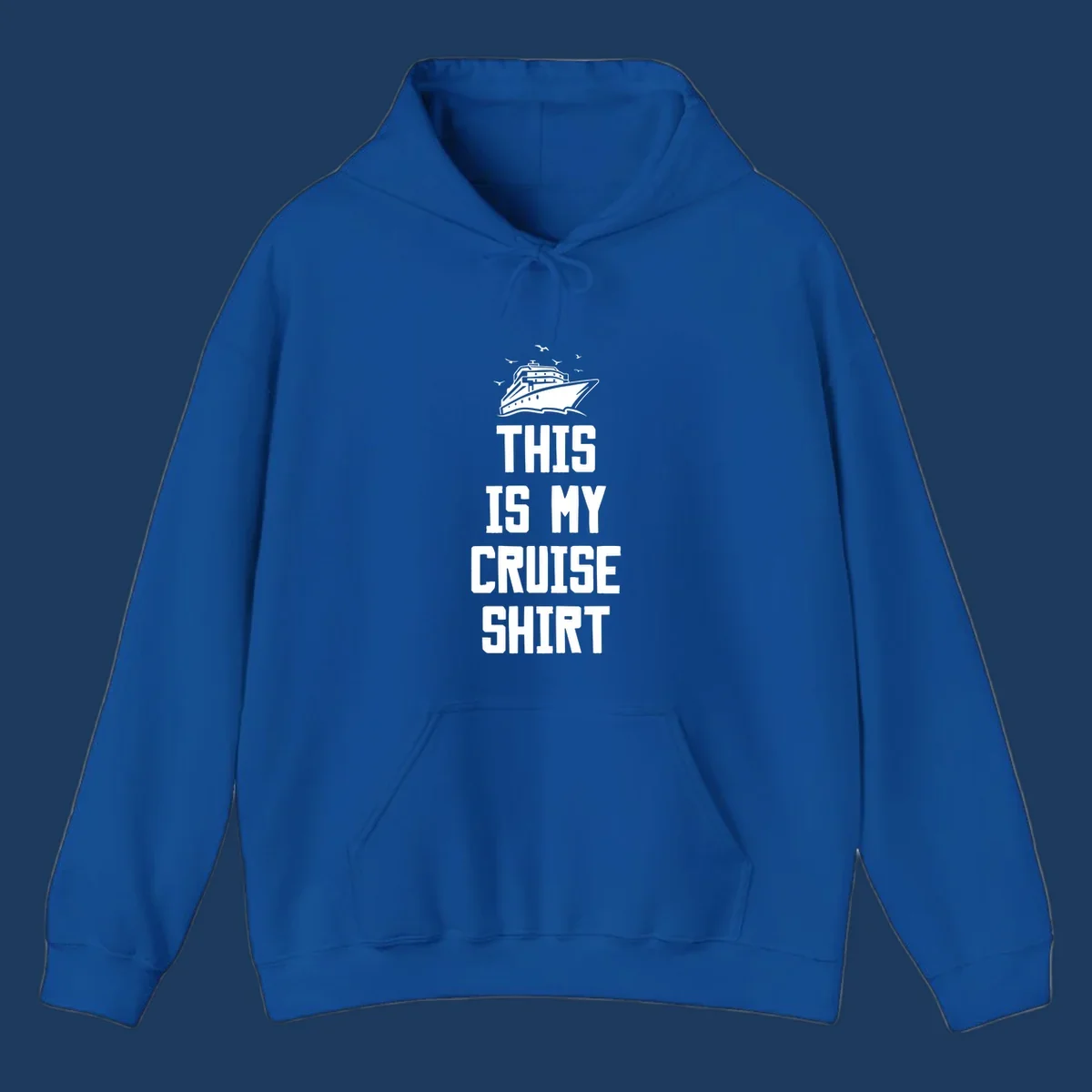 White cruise ship with seagulls and text reading 'This Is My Cruise Shirt' on gray background