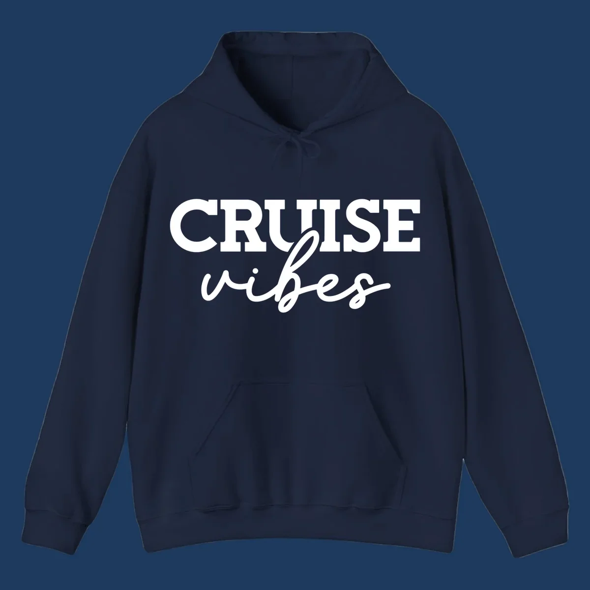 Cruise vibes script design with bold capital letters and flowing cursive text on gray background