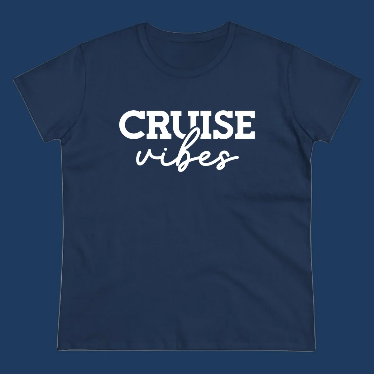Cruise vibes script design with bold capital letters and flowing cursive text on gray background