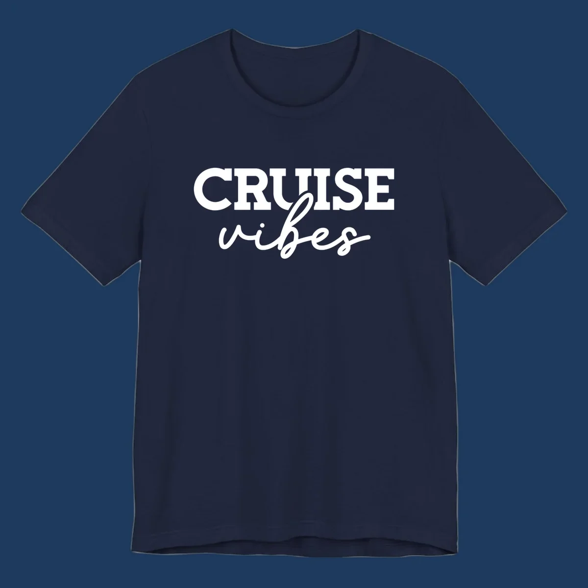 Cruise vibes script design with bold capital letters and flowing cursive text on gray background