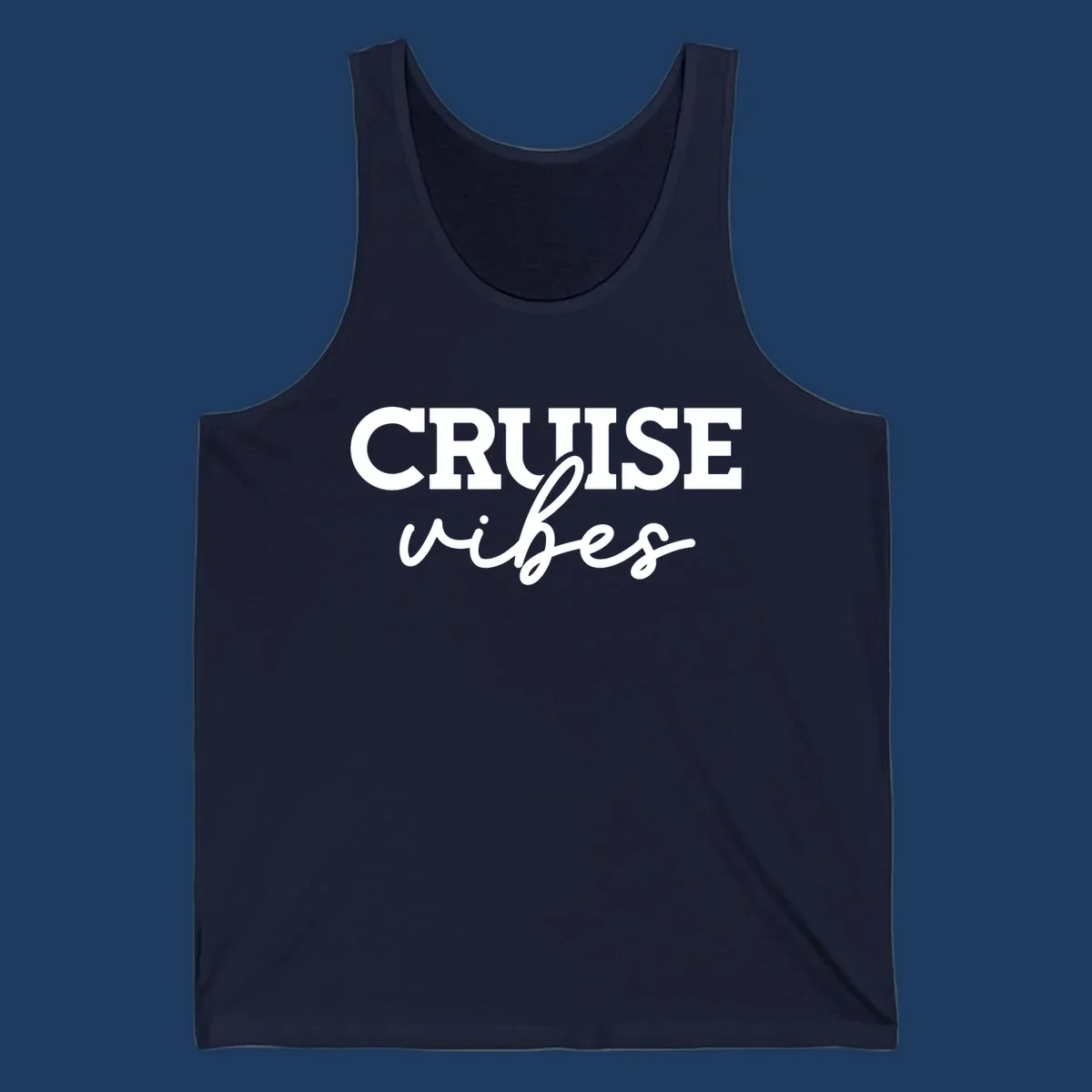Cruise vibes script design with bold capital letters and flowing cursive text on gray background