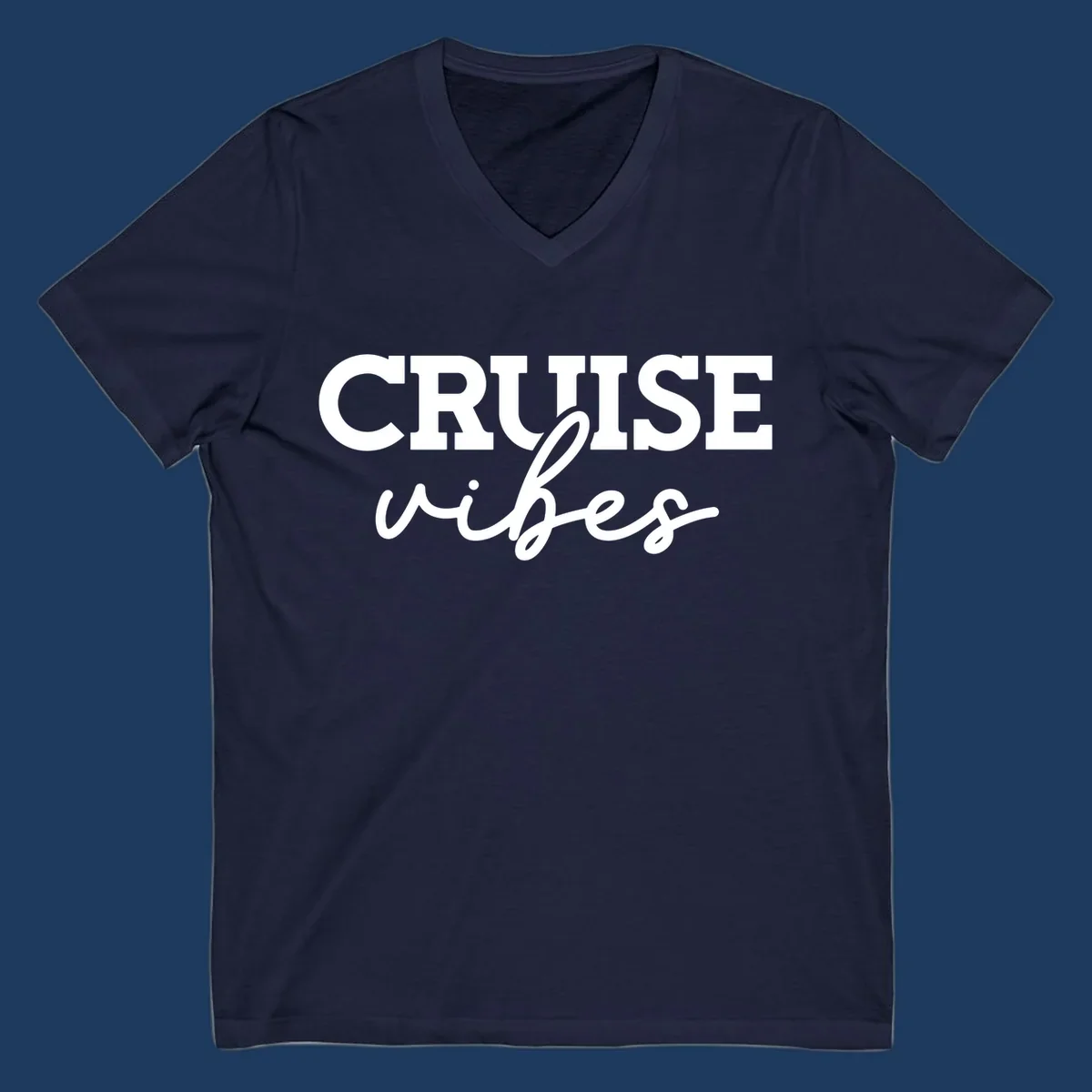Cruise vibes script design with bold capital letters and flowing cursive text on gray background