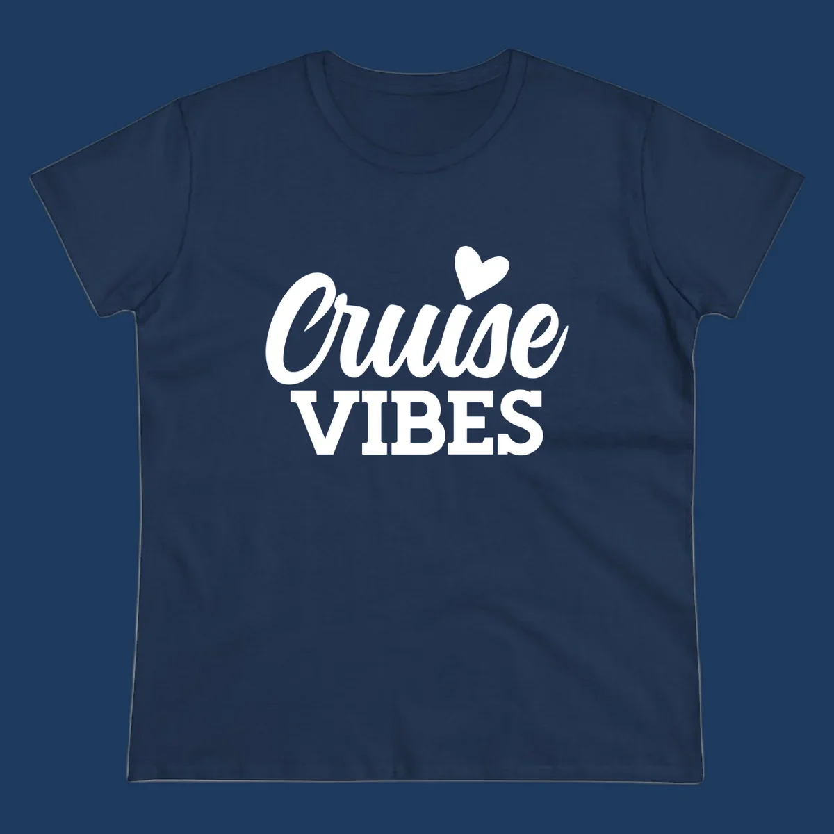 White text design reading 'Cruise VIBES' with a decorative heart symbol above, on gray background