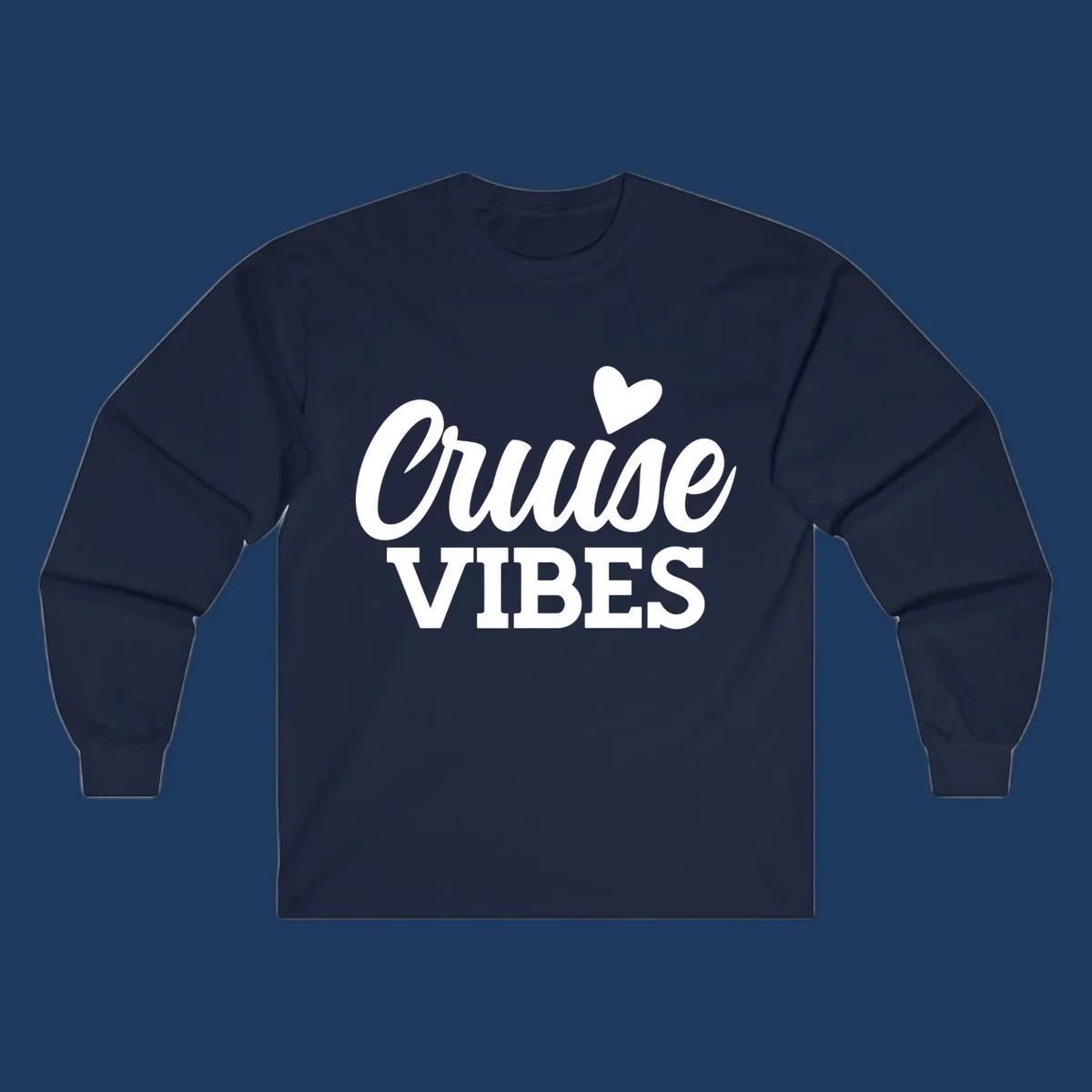 White text design reading 'Cruise VIBES' with a decorative heart symbol above, on gray background
