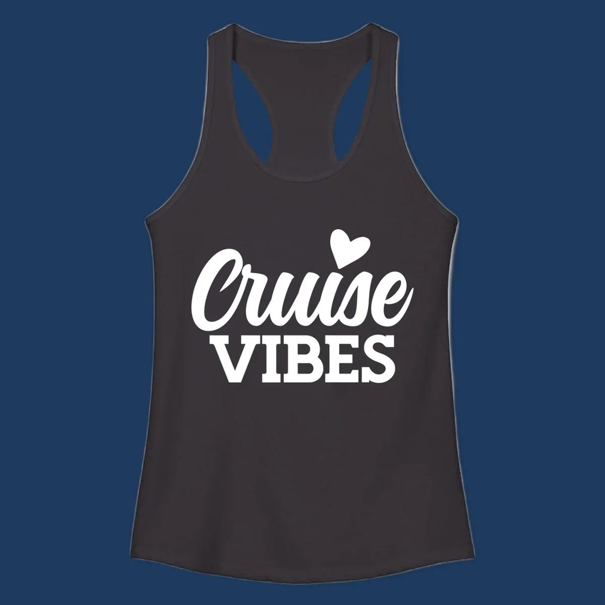 White text design reading 'Cruise VIBES' with a decorative heart symbol above, on gray background