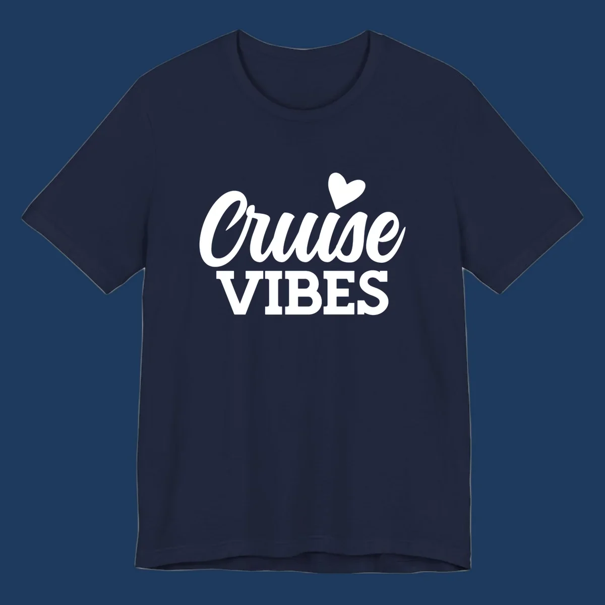 White text design reading 'Cruise VIBES' with a decorative heart symbol above, on gray background