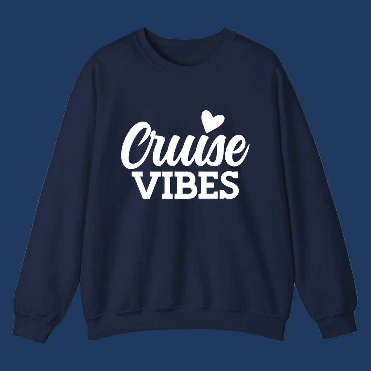 White text design reading 'Cruise VIBES' with a decorative heart symbol above, on gray background