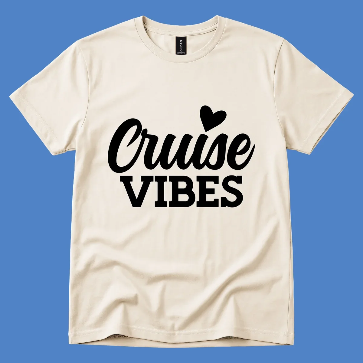 White text design reading 'Cruise VIBES' with a decorative heart symbol above, on gray background