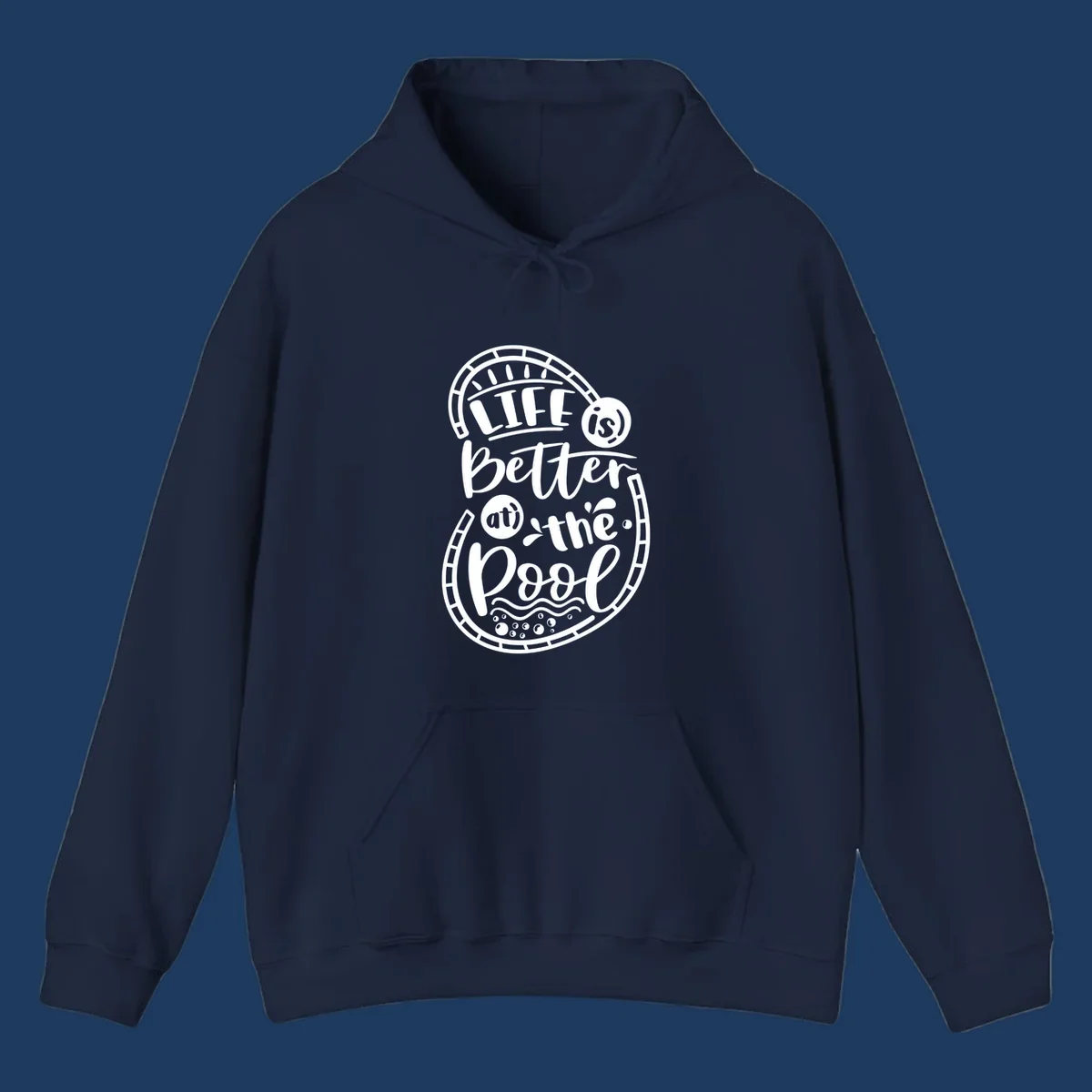 Life is better at the pool nautical porthole design with sun rays, waves and bubbles for cruise apparel