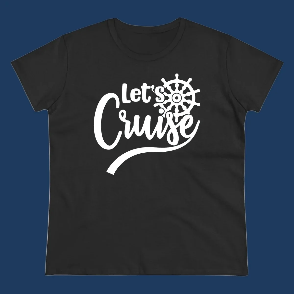 White nautical design with 'Let's So Swig' text and ship wheel on gray background